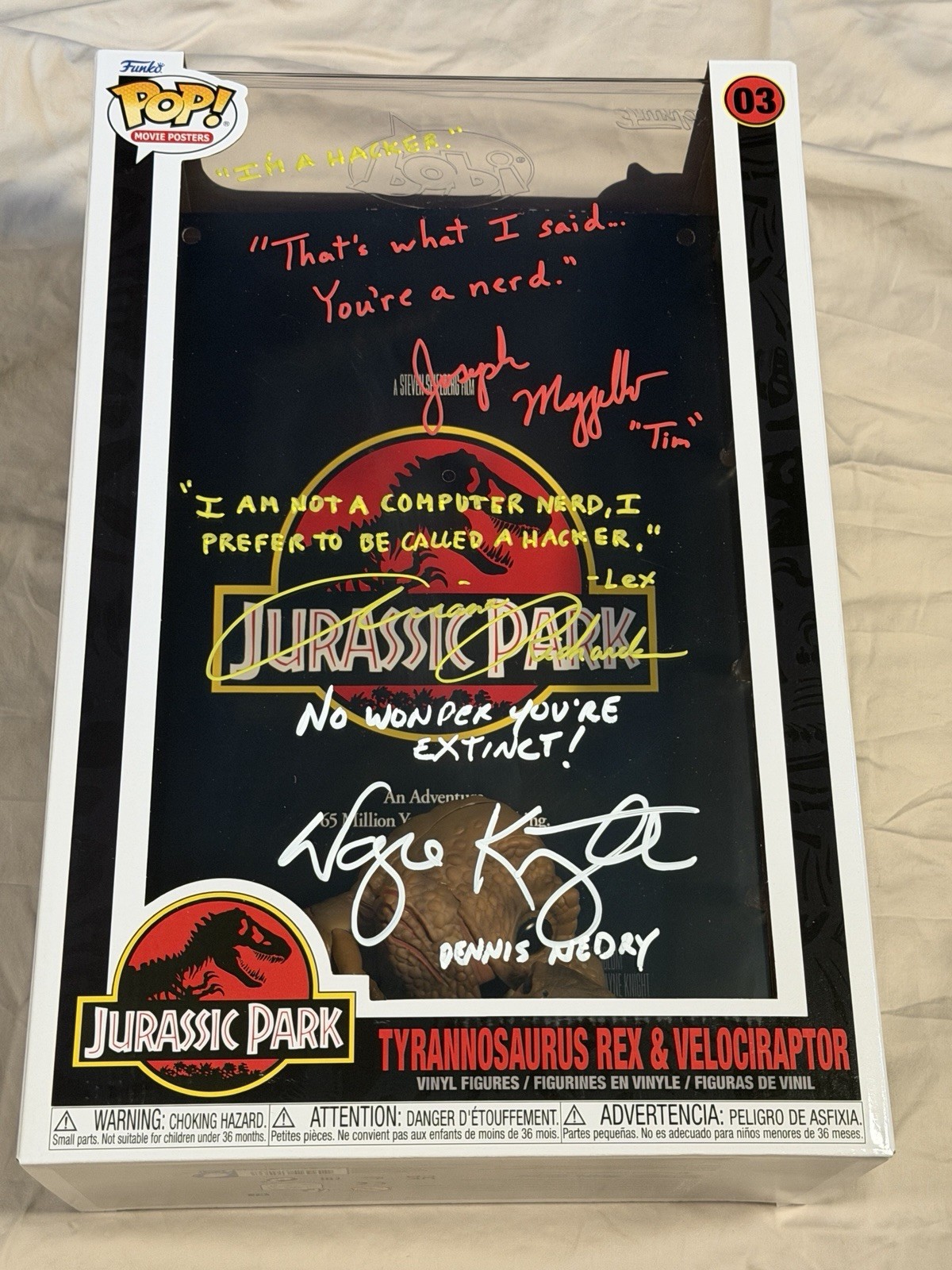 Funko Jurassic Park Poster #03: Mazzello, Richards & Knight Signed & Quotes JSA