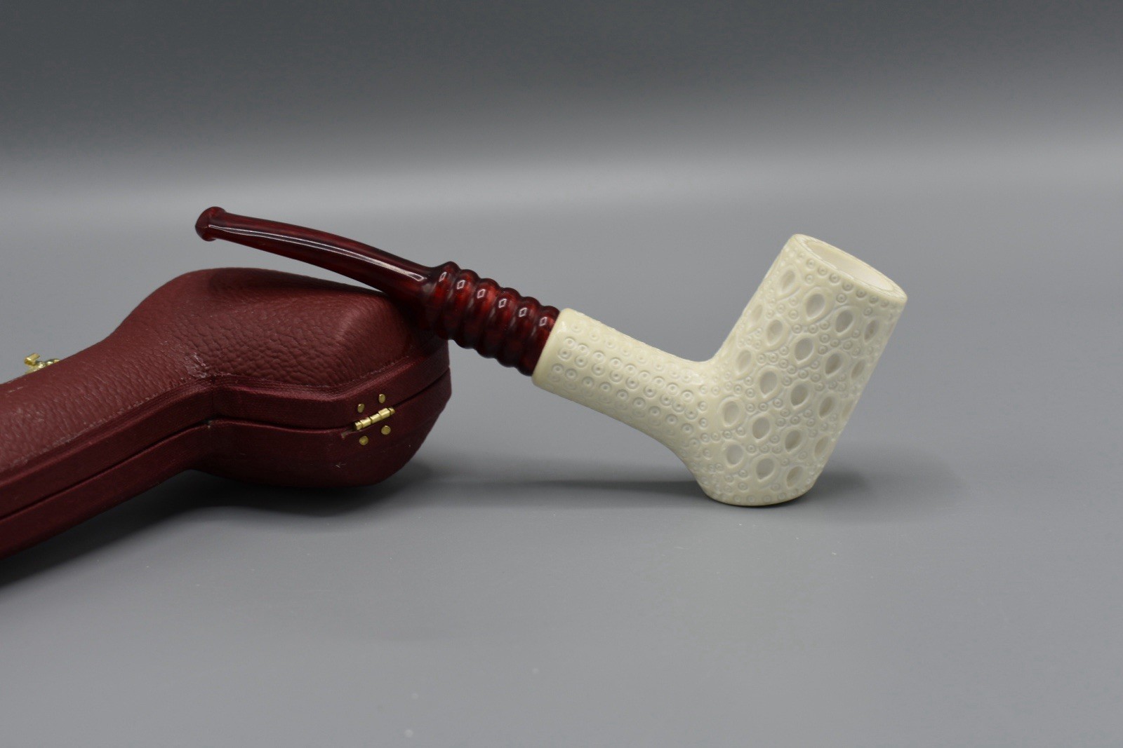 Lattice Cherrywood  Pipe By Tekin-new-block Meerschaum Handmade W Case#1532