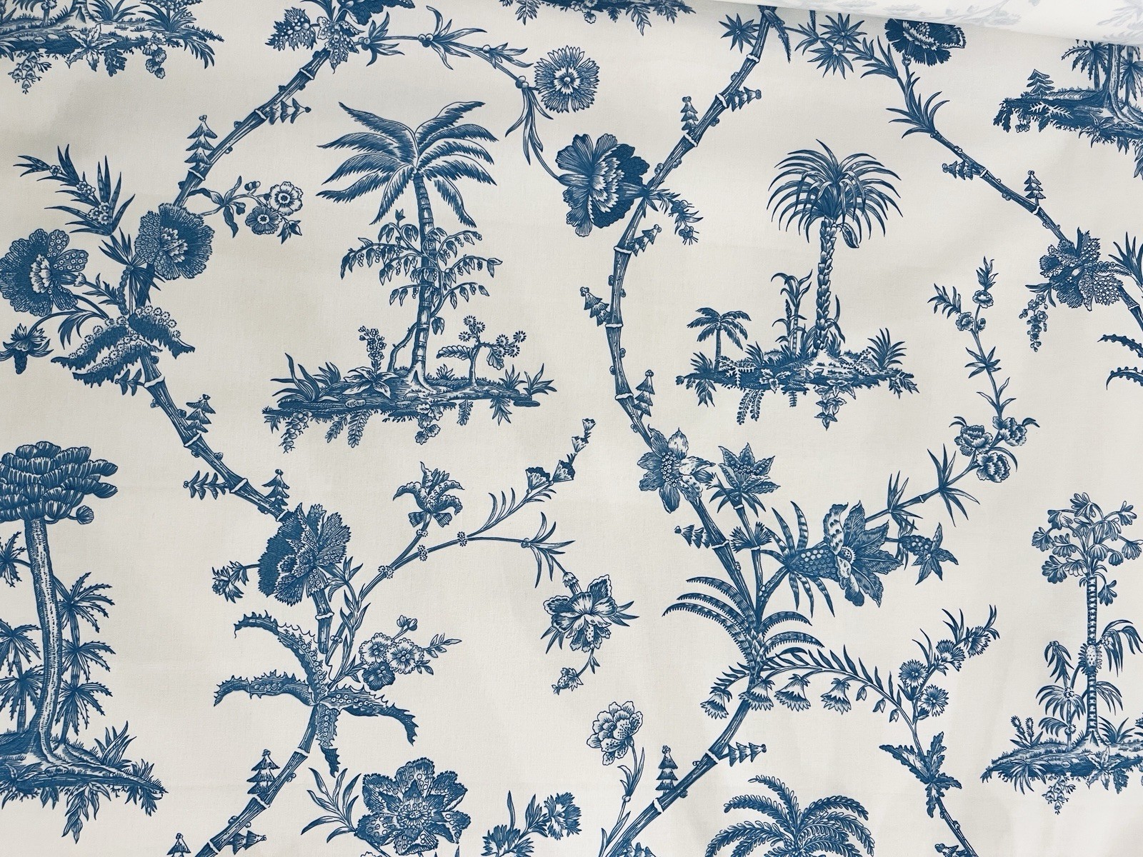 Brunschwig & Fils West Indies Toile Cotton Print -Blue On White Fabric - RARE
