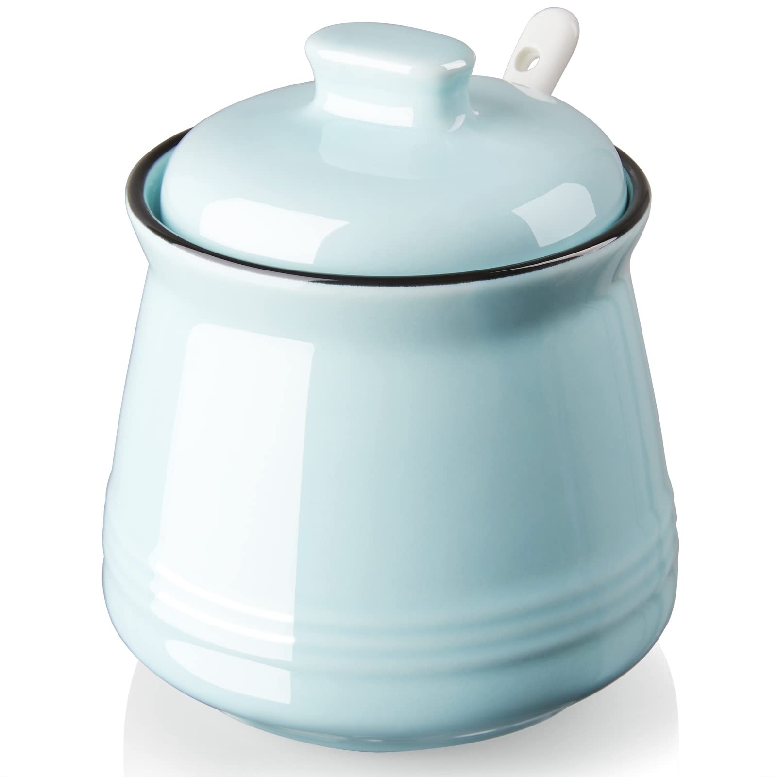 DAYYET Sugar Bowl with Lid and Spoon, 12 oz Ceramic Sugar Bowl with Spoon