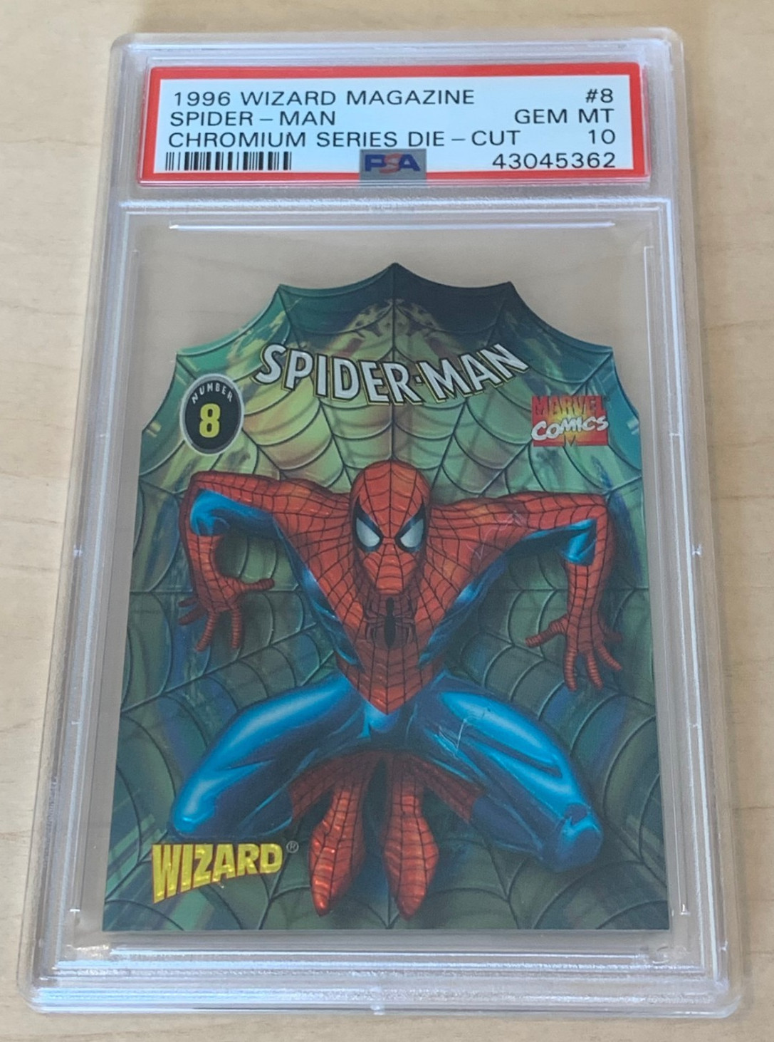 1996 Marvel Wizard Magazine Chromium Die-Cut Promo #8 💎 SPIDER-MAN 💎 PSA 10 💎