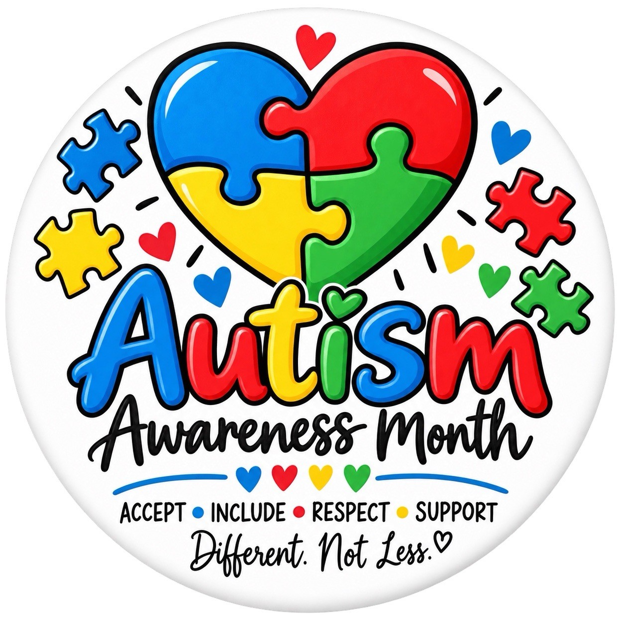 Autism Awareness  Pinback Buttons, (3)