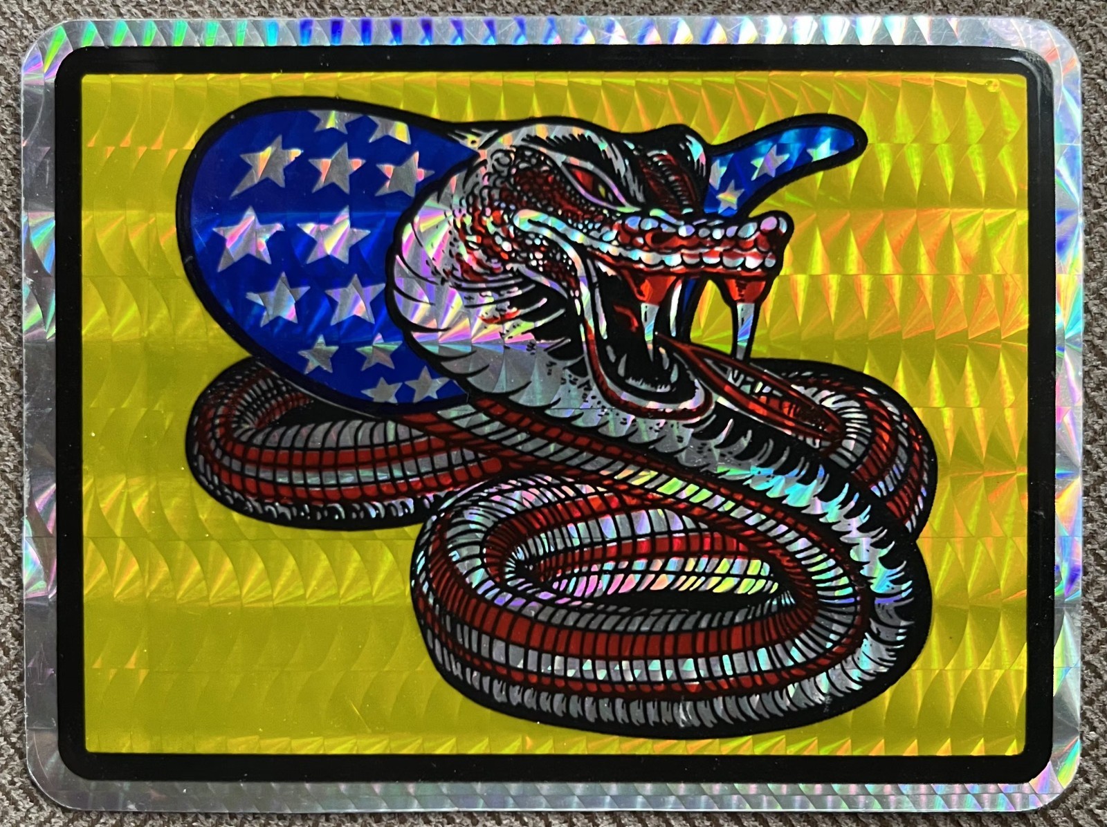 1980\'S RARE VINTAGE DONT TREAD USA AMERICAN COBRA PRISMATIC 80\'S VENDING STICKER