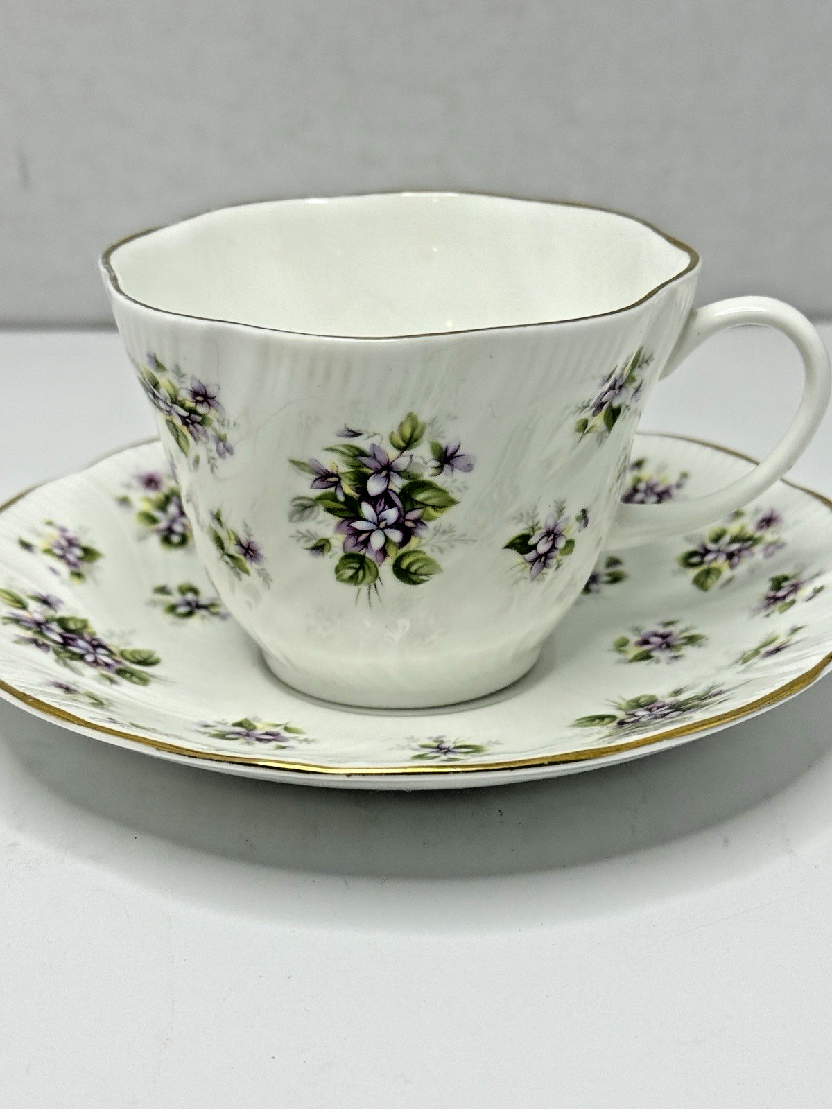 Queen\'s Sweet Violets Bone China England Teacup and Saucer Bountryside Series