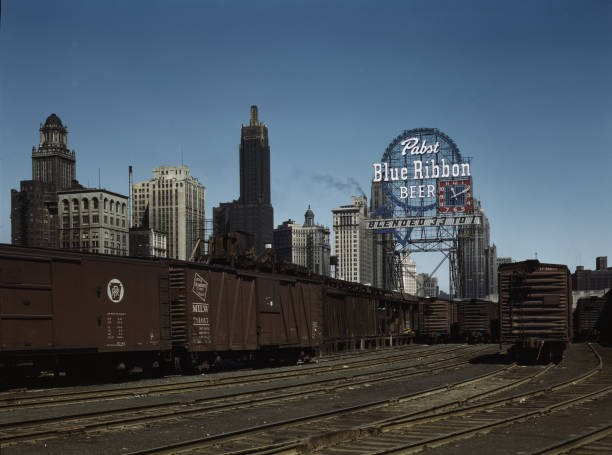 General view of part of South Water street Illinois Central Railro- Old Photo 1