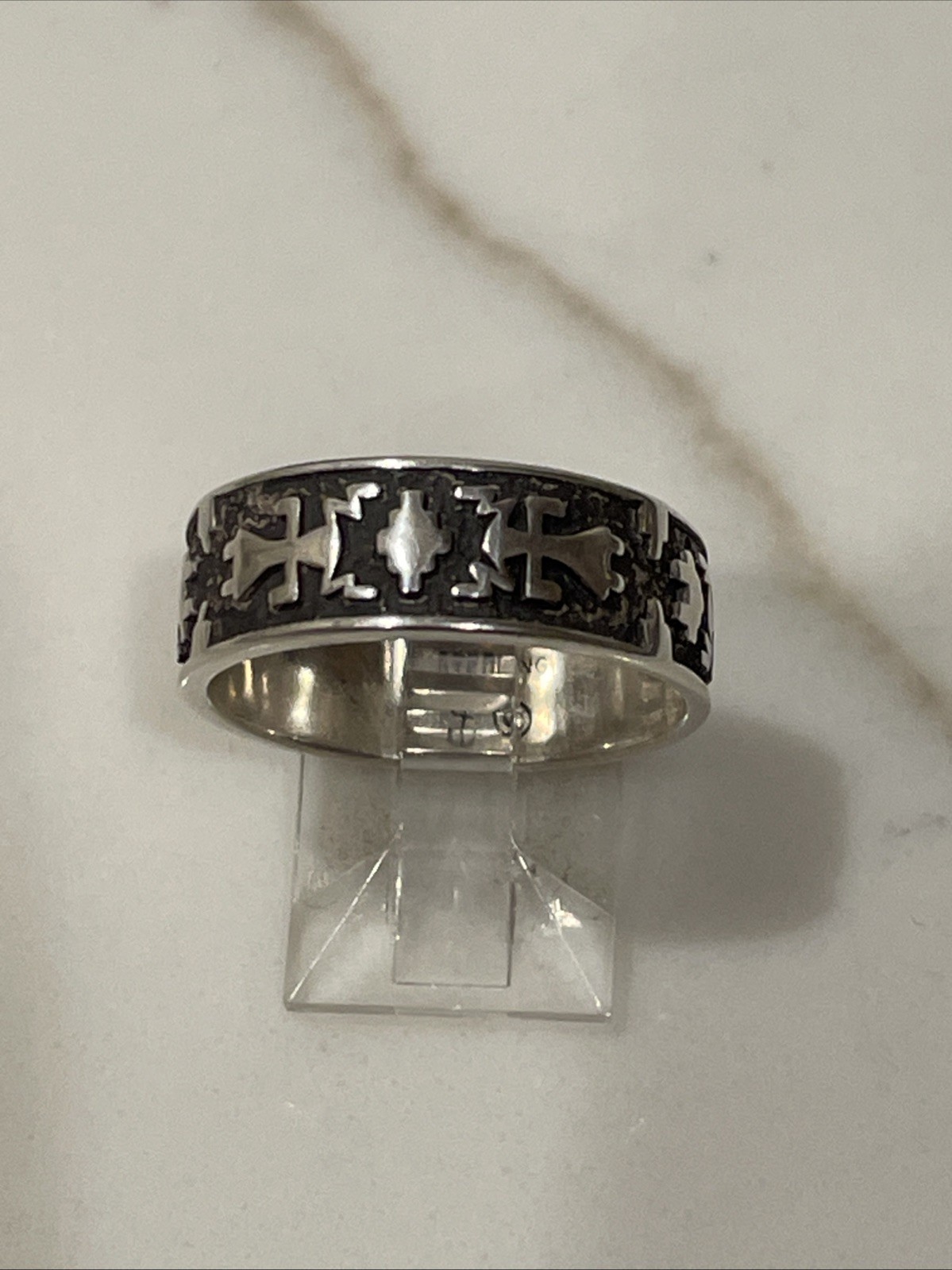 Vintage Navajo sterling silver wide cross band ring size 7.5 4.7G sterling