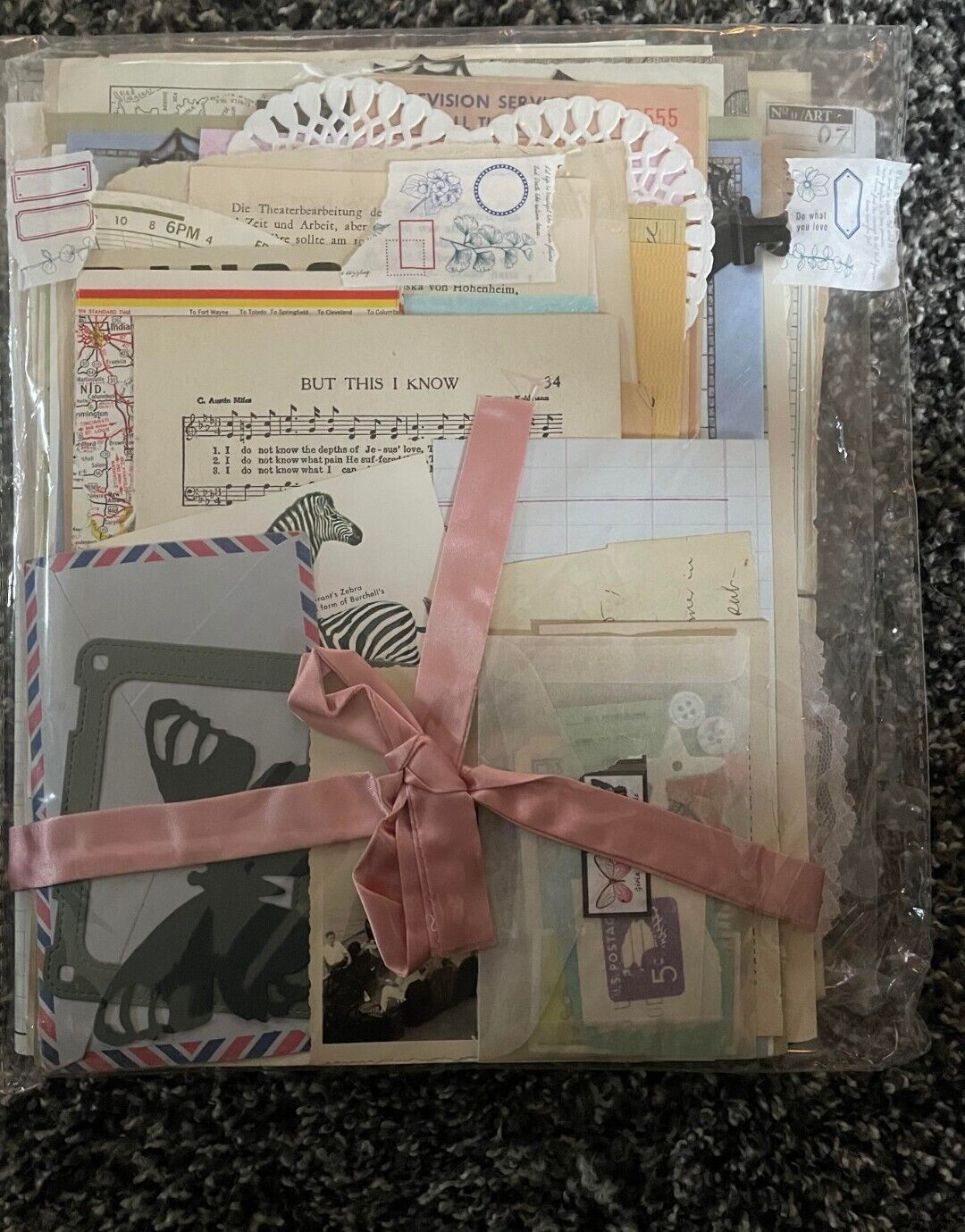 Vintage ephemera paper lot- 100+ original items-junk journal and mixed media art