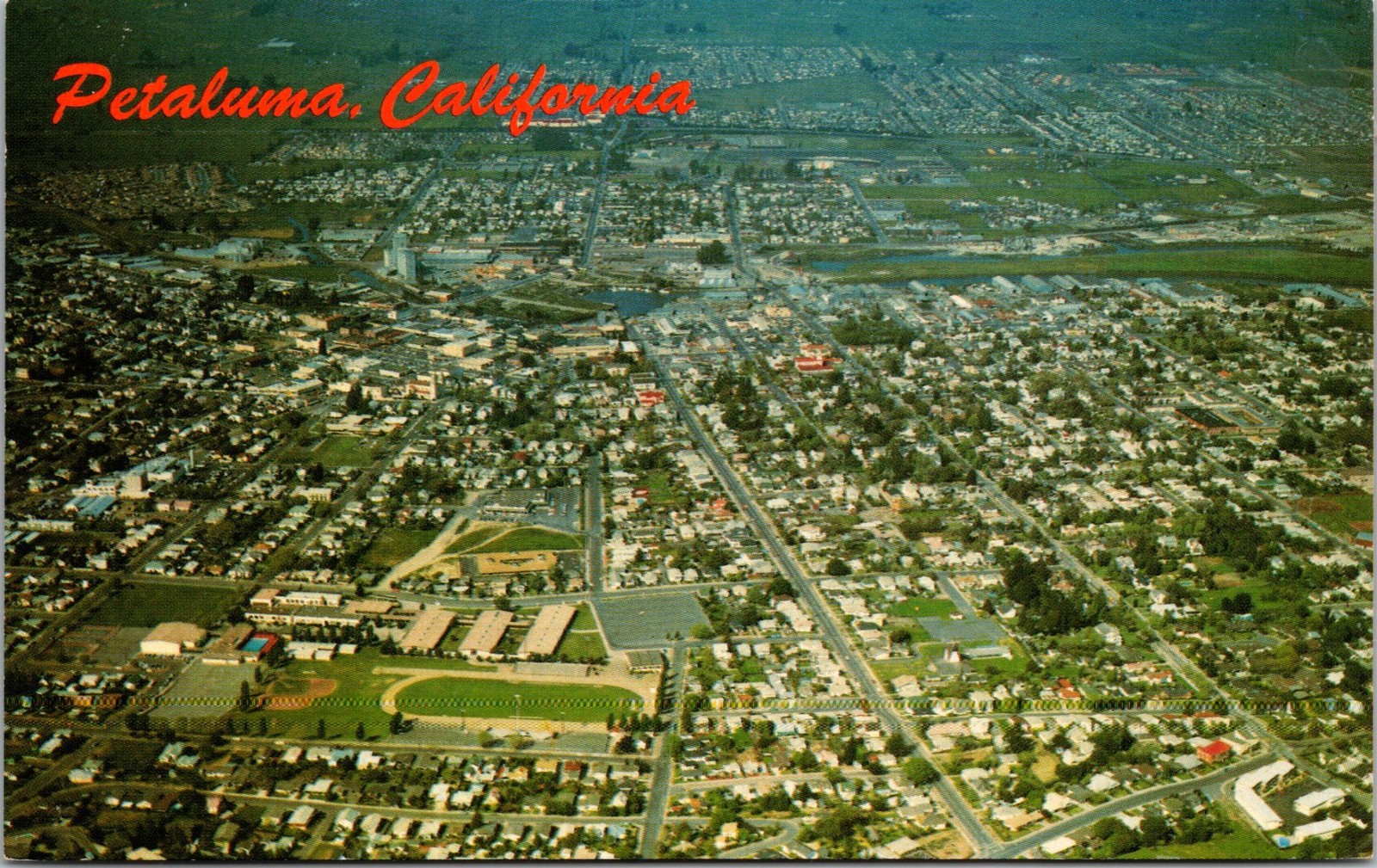 Score Card Co. Petaluma CA Postcard C27767 Aerial View City Unposted Vintage