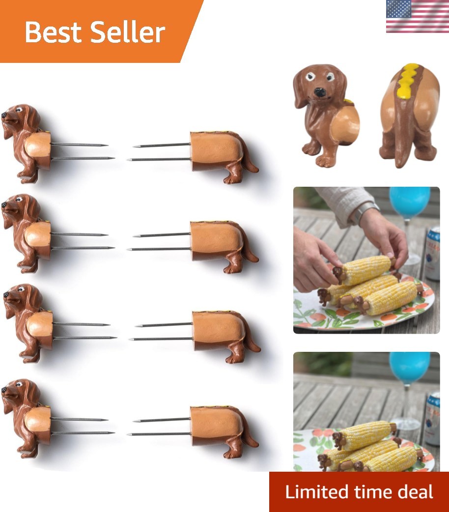 Corn Holders, Dachshund Design, Set of 4 Pairs, Dog Corn Handles