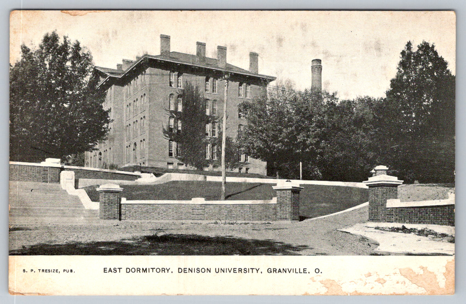 c1910s East Dormitory Denison Univ Granville Ohio Tresize Postcard