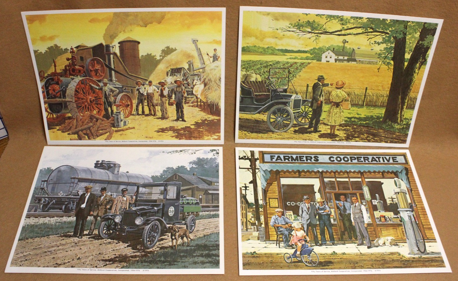 Vintage Midland Cooperatives 1926-1976 50 Years Of Service Set Of 4 Art Prints