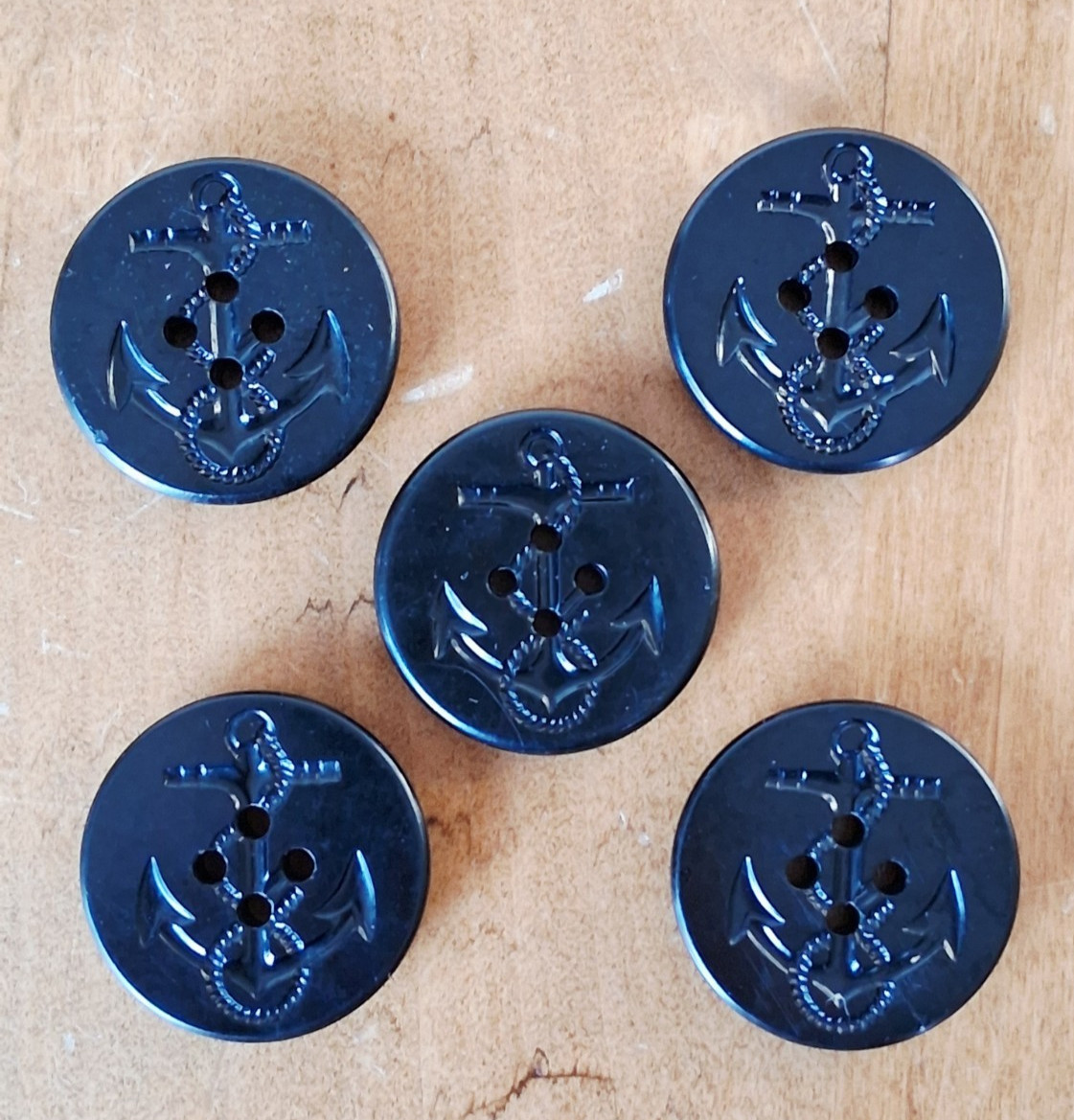 5 Button Vtg Orig. USGI Navy Peacoat Pea Coat Black Anchor Button 1.25