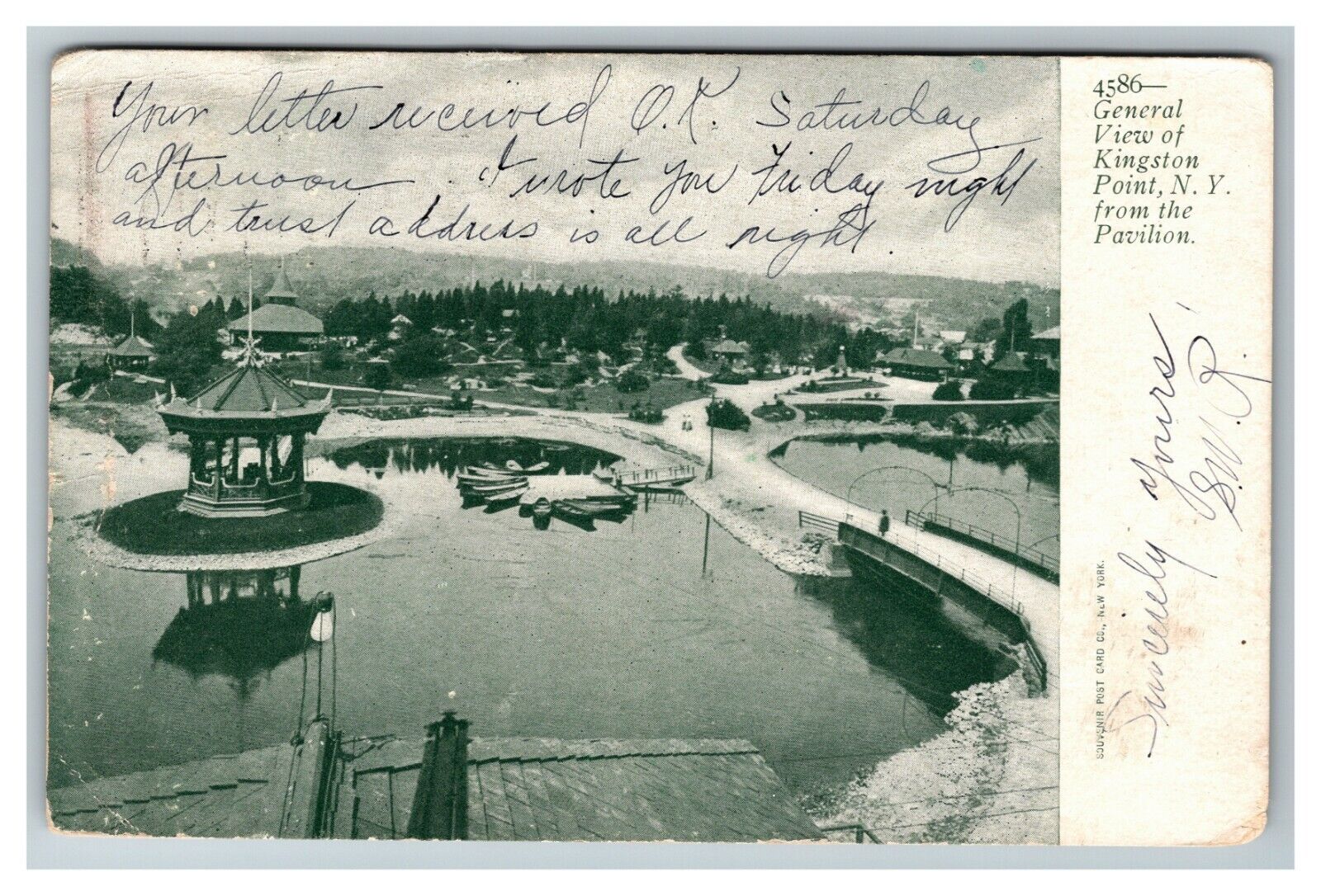 View from Pavilion Kingston Point NY c1905 Vintage Postcard