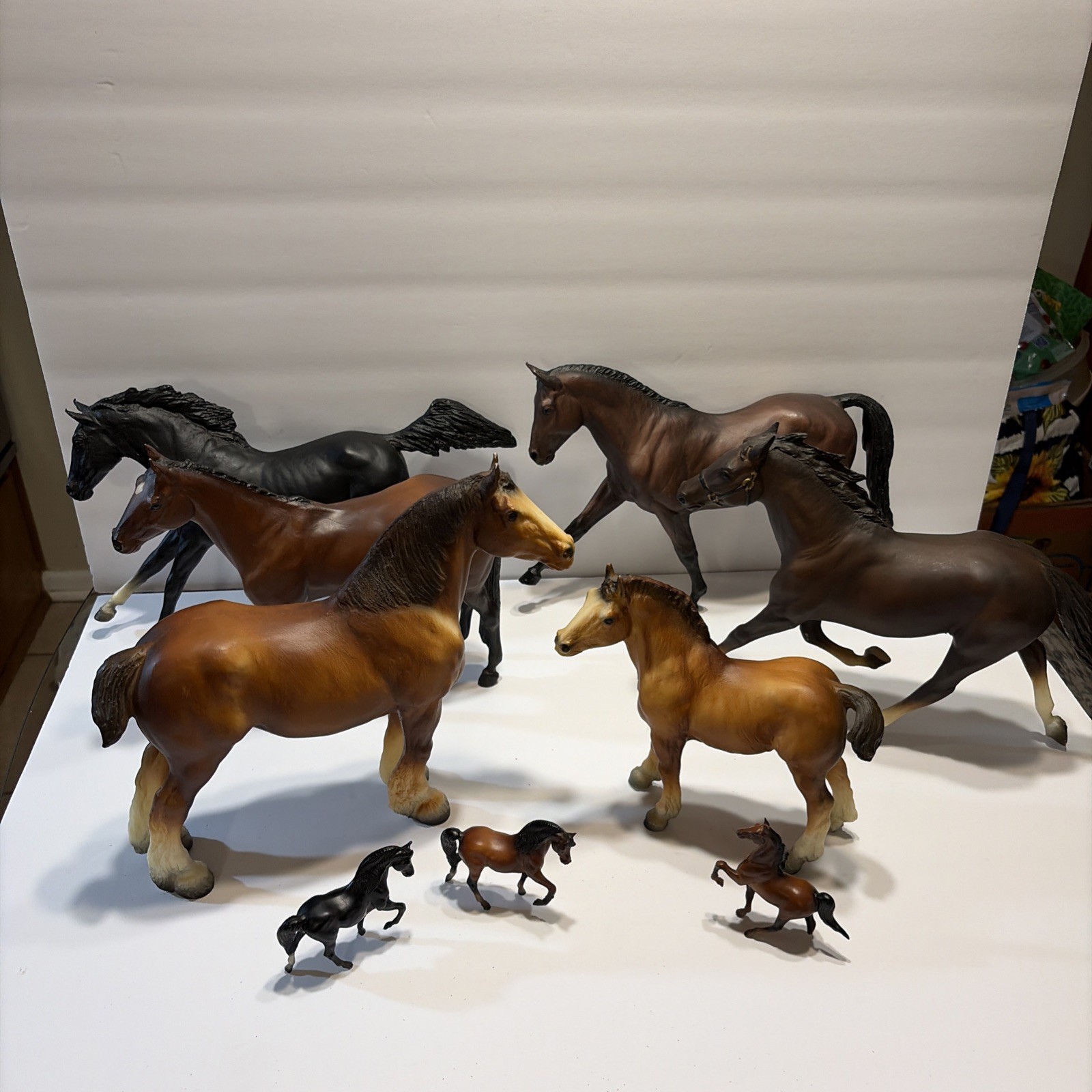 Vtg Lot Of 9 Breyer Molding Co USA Horses 70s 80s 6 Large 3 Small  Clydesdale
