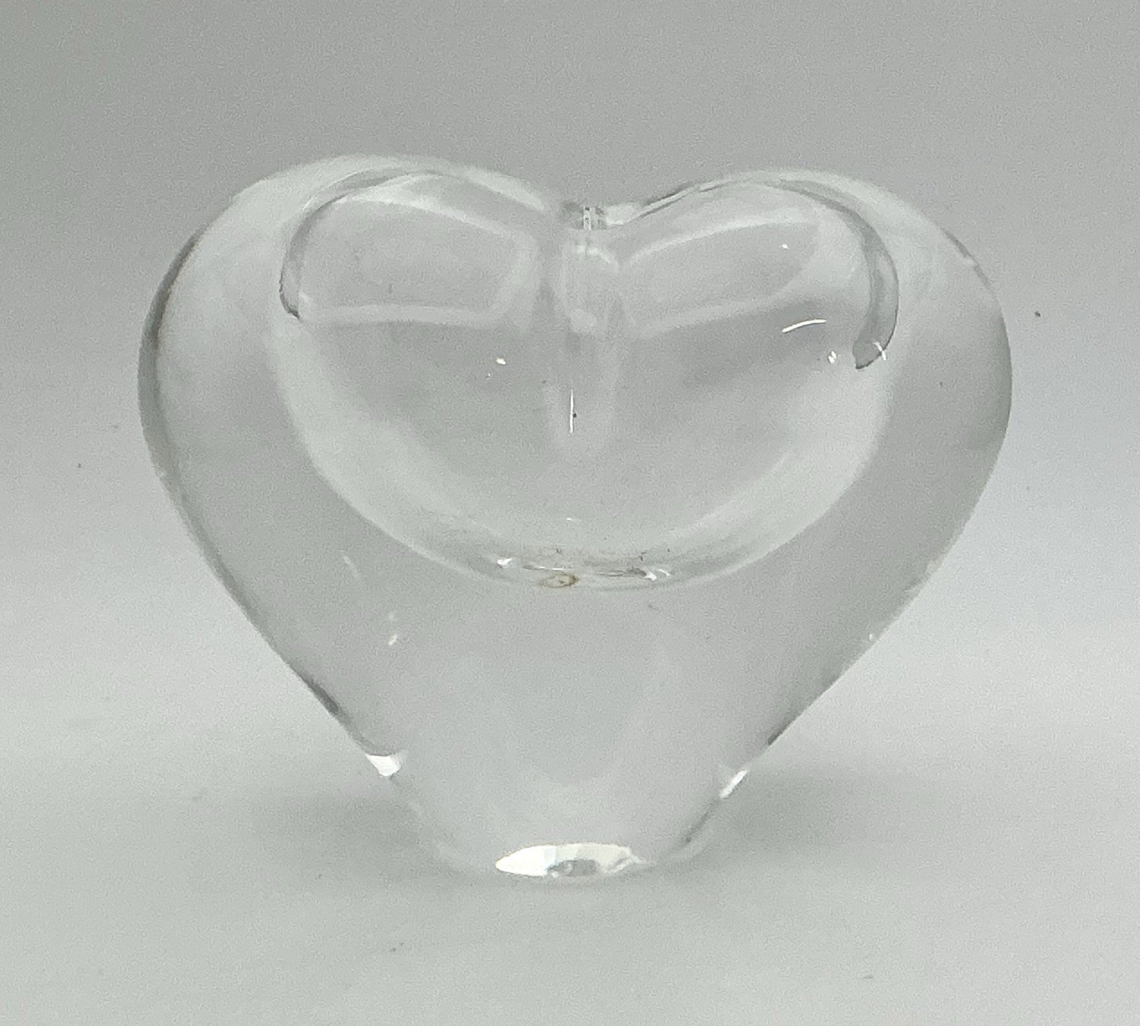 Heart Shaped Clear Blown Art Glass Paperweight With Bud Vase Brazil Label Heavy