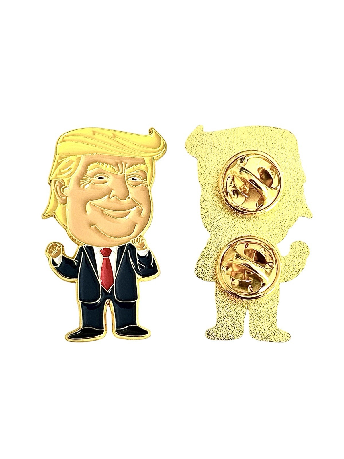 Lot of Two Happy Trump 1.5” Lapel Pins - Dancing President Donald Trump Gift US
