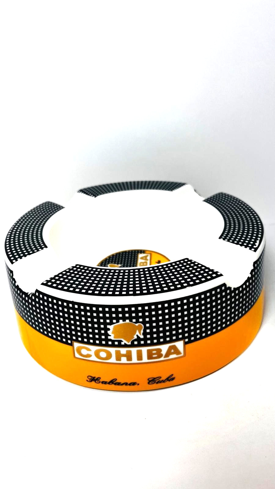 Cohiba Ceramic 4-Cigar Ashtray Black Yellow G-450 New Damaged Box