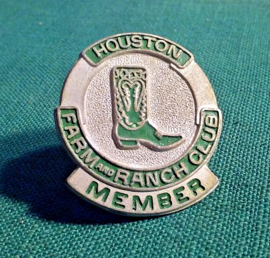 Houston Farm and Ranch Club Rare Member Metal Lapel / Hat Pin Silver & Green