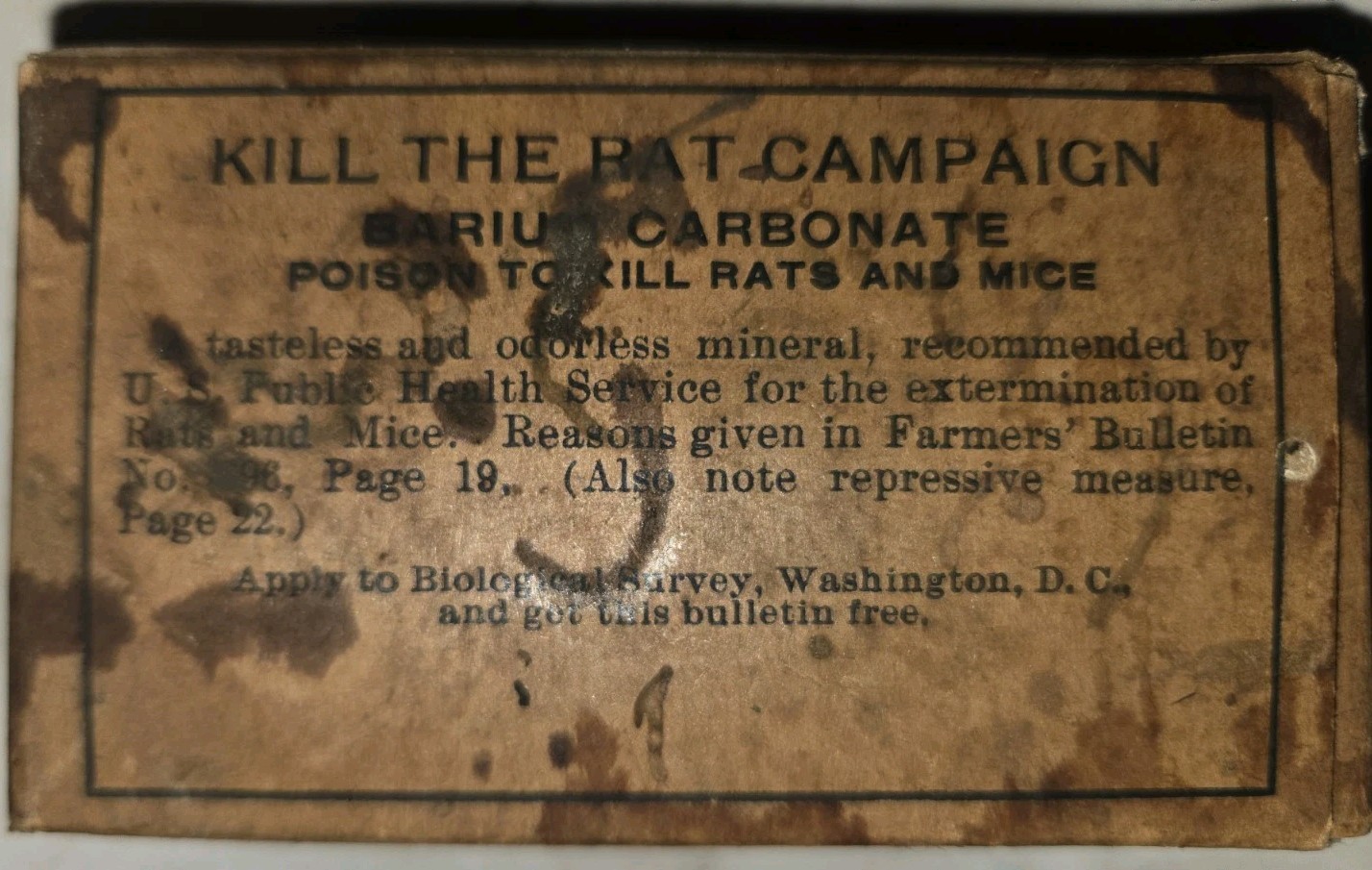 EXTREMELY RARE REX CHEMICAL DAYTON OH KILL THE RAT CAMPAIGN BOX 