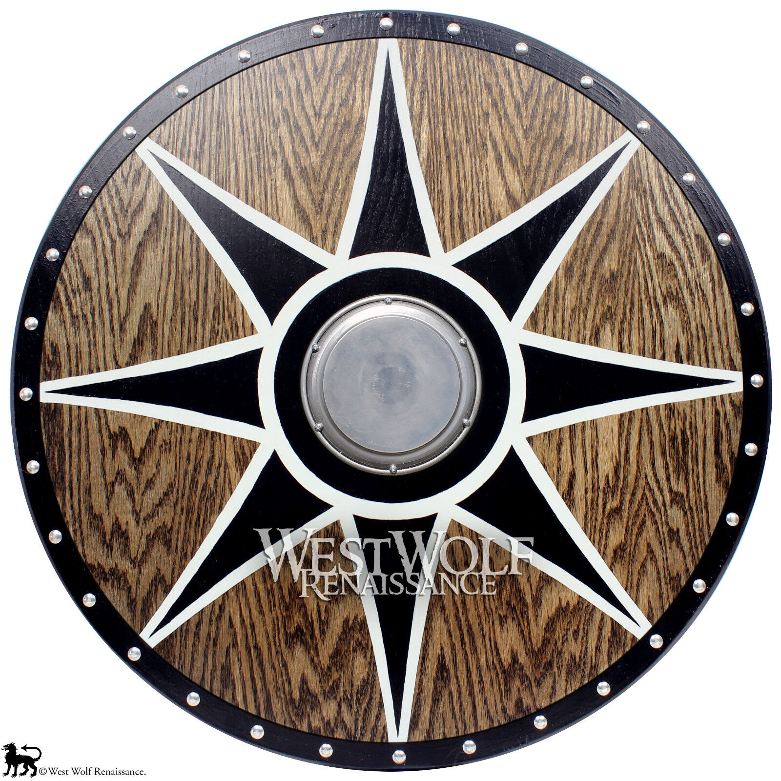 Solid Oak Viking Black Sun Shield --- Norse/armor/wood/Icelandic/Norway