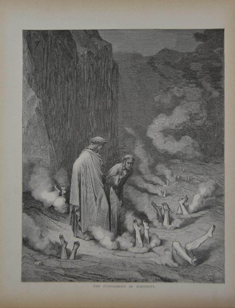 Antique Gustave Dore Dante's Inferno Punishment of the Simonists Hell Death 1880 Antique Gustave Dore Dante's Inferno Punishment of the Simonists Hell Death 1880