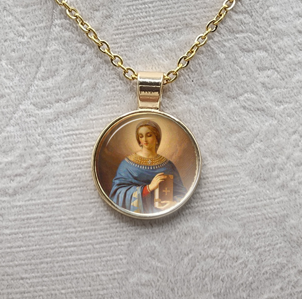 Saint Anastasia Catholic Medal Picture Pendant Charm Handmade Necklace Gift
