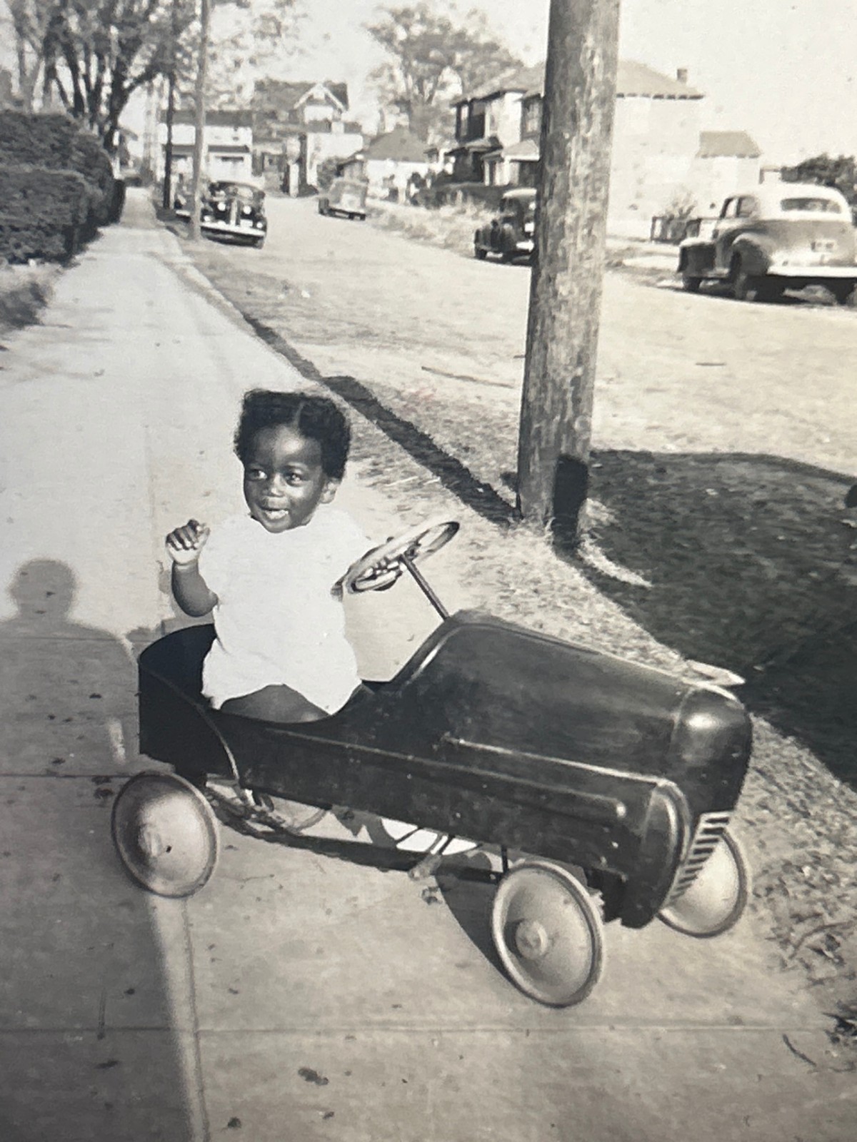 1940s African American Toddler Pedal Car Street Scene Black Americana Photo