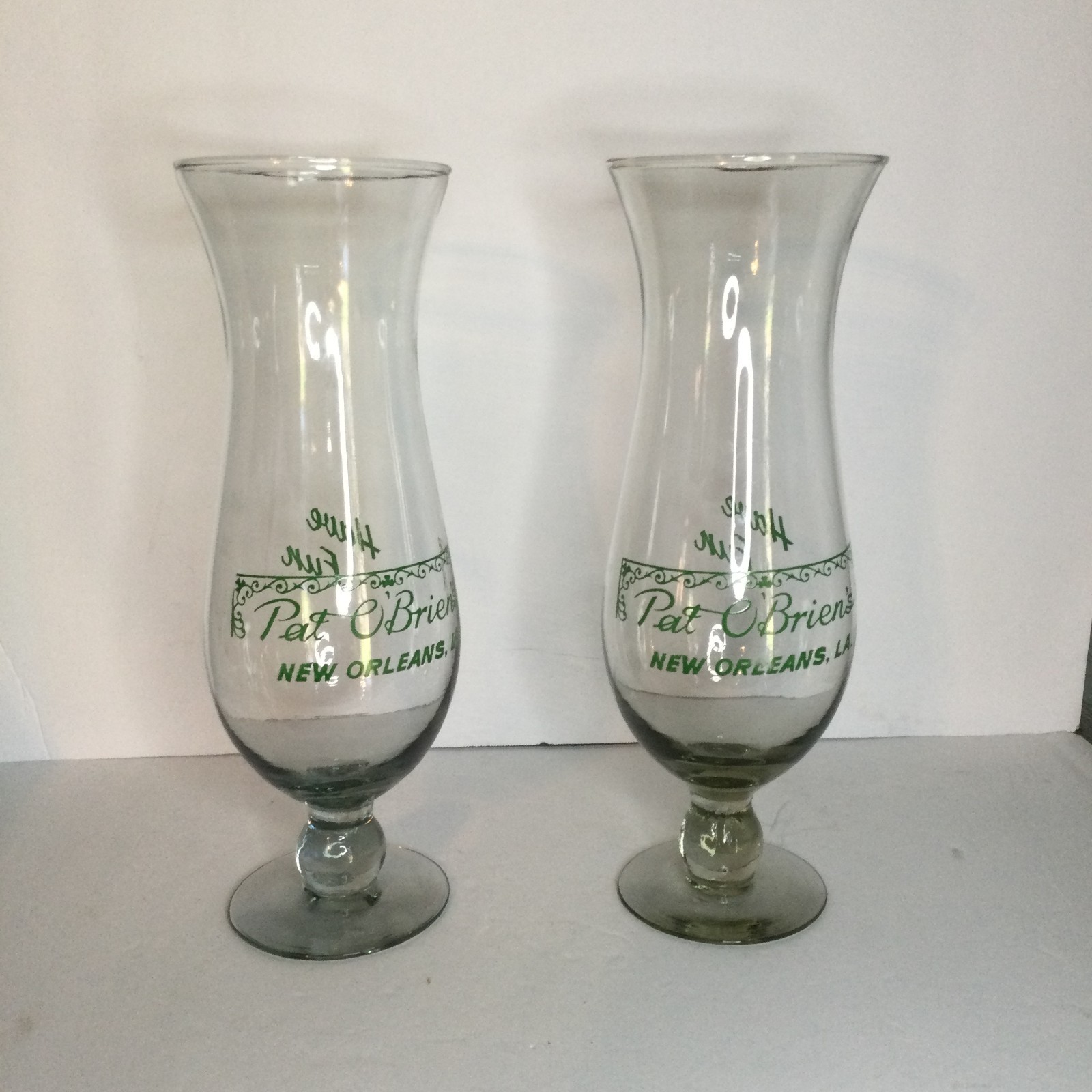 Set of 2 Pat O\'Brien\'s New Orleans Stemmed Hurricane Glass “Have Fun” Set of 2 Pat O\'Brien\'s New Orleans Stemmed Hurricane Glass “Have Fun”