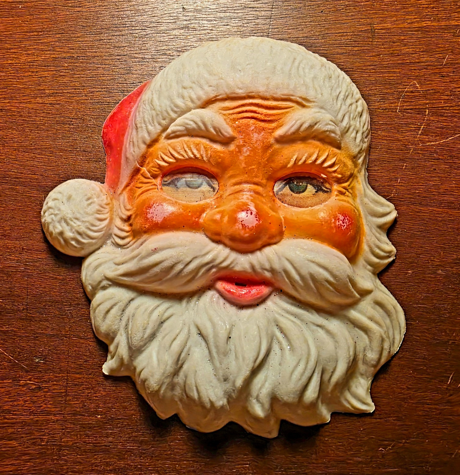 Vintage Mid Century Rosbro Lenticular Winking Santa Claus Face Made In Hong Kong