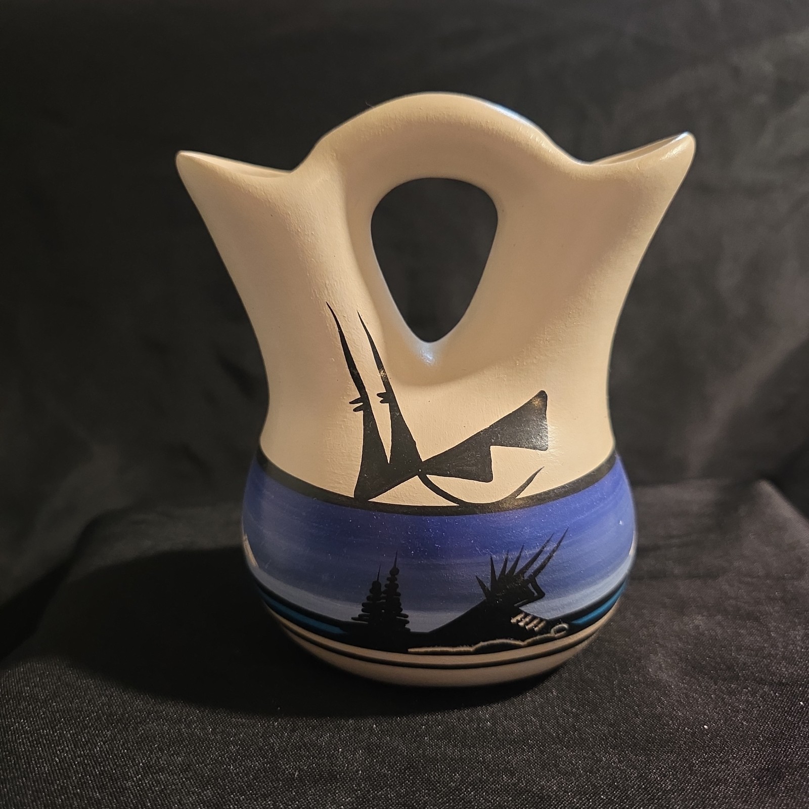 Navajo Wedding Vase Rainbow Signature Pottery  Cedar Mesa Native American Art 6\