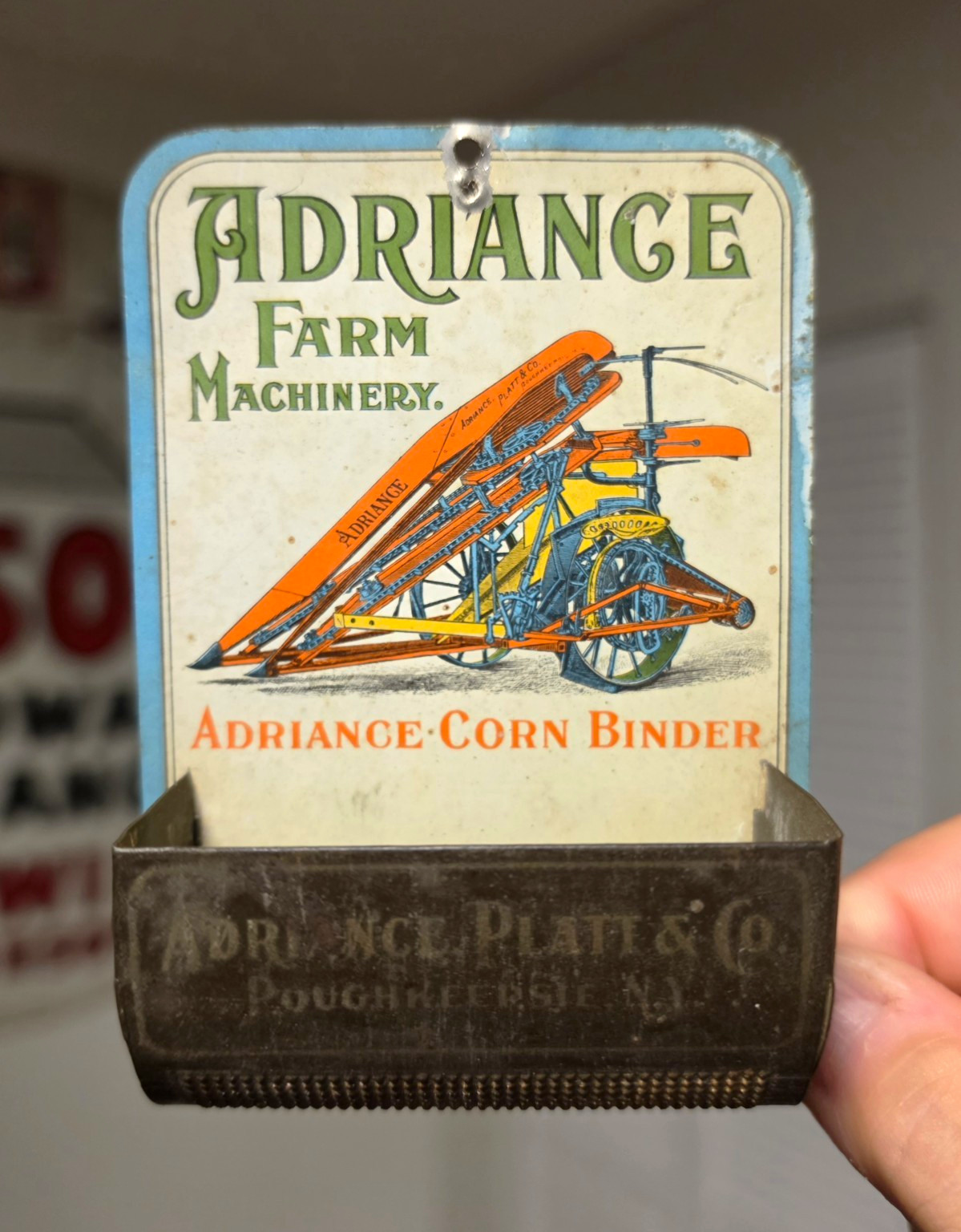 Antique Adriance, Platt & Co. 1895 Agriculture Match Safe - Farm, Tin Litho