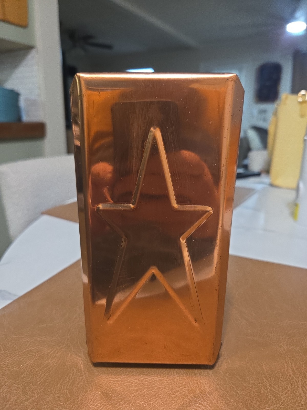 Vintage Copper Tone Metal Star Push-In Napkin Holder Western Farmhouse Decor