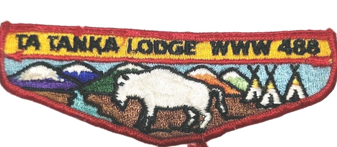 Vintage Ta Tanka Lodge 488 OA Flap Patch Red Border White Buffalo WWW Early