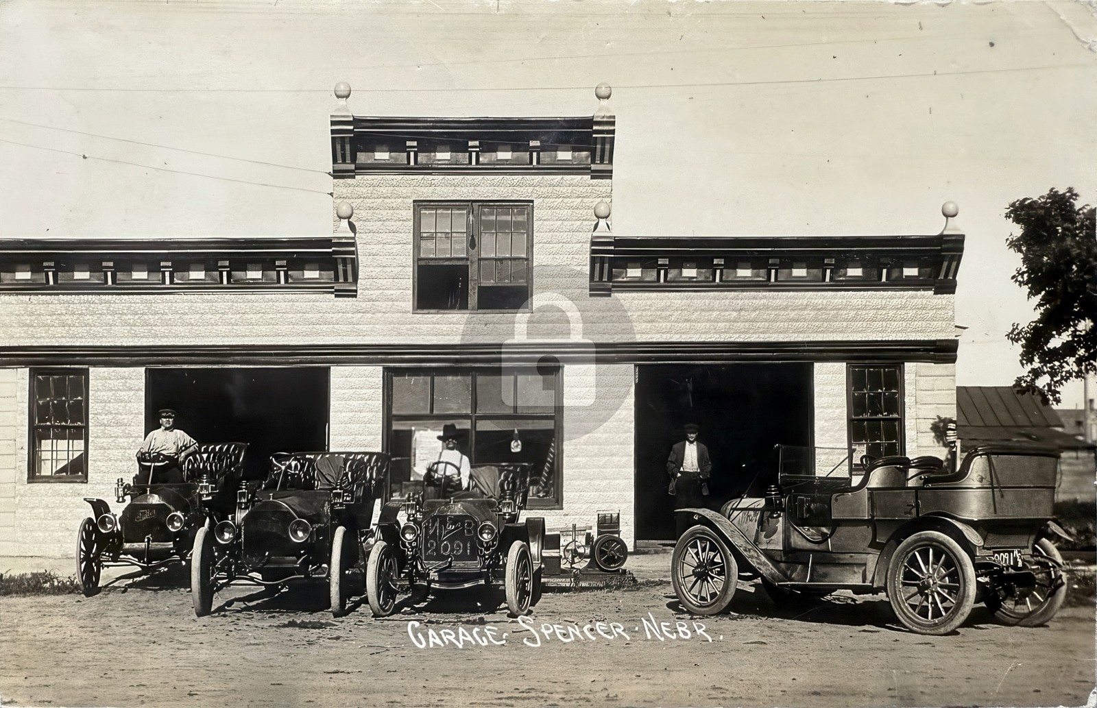 Spencer Nebraska Auto Garage Fuller Jackson c1911 RPPC Photo Postcard COPY