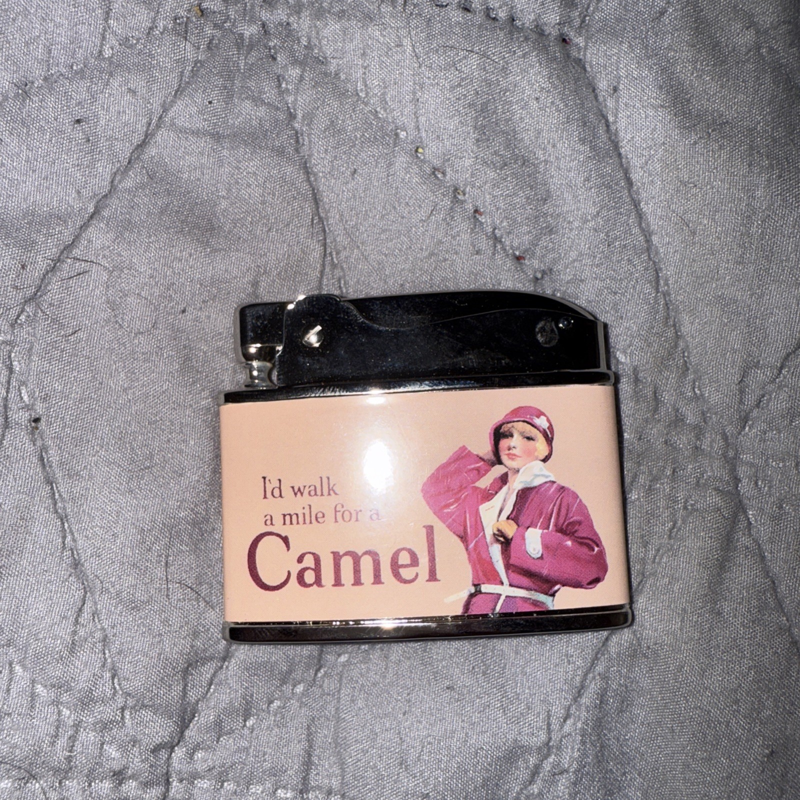 Vintage I\'d Walk A Mile For A Camel Flip Top Lighter Made In Japan