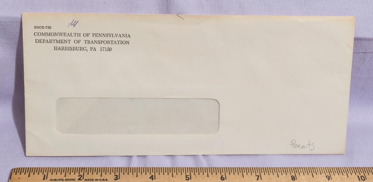 Commonwealth Of Pennsylvania Department Of Transportation Envelope