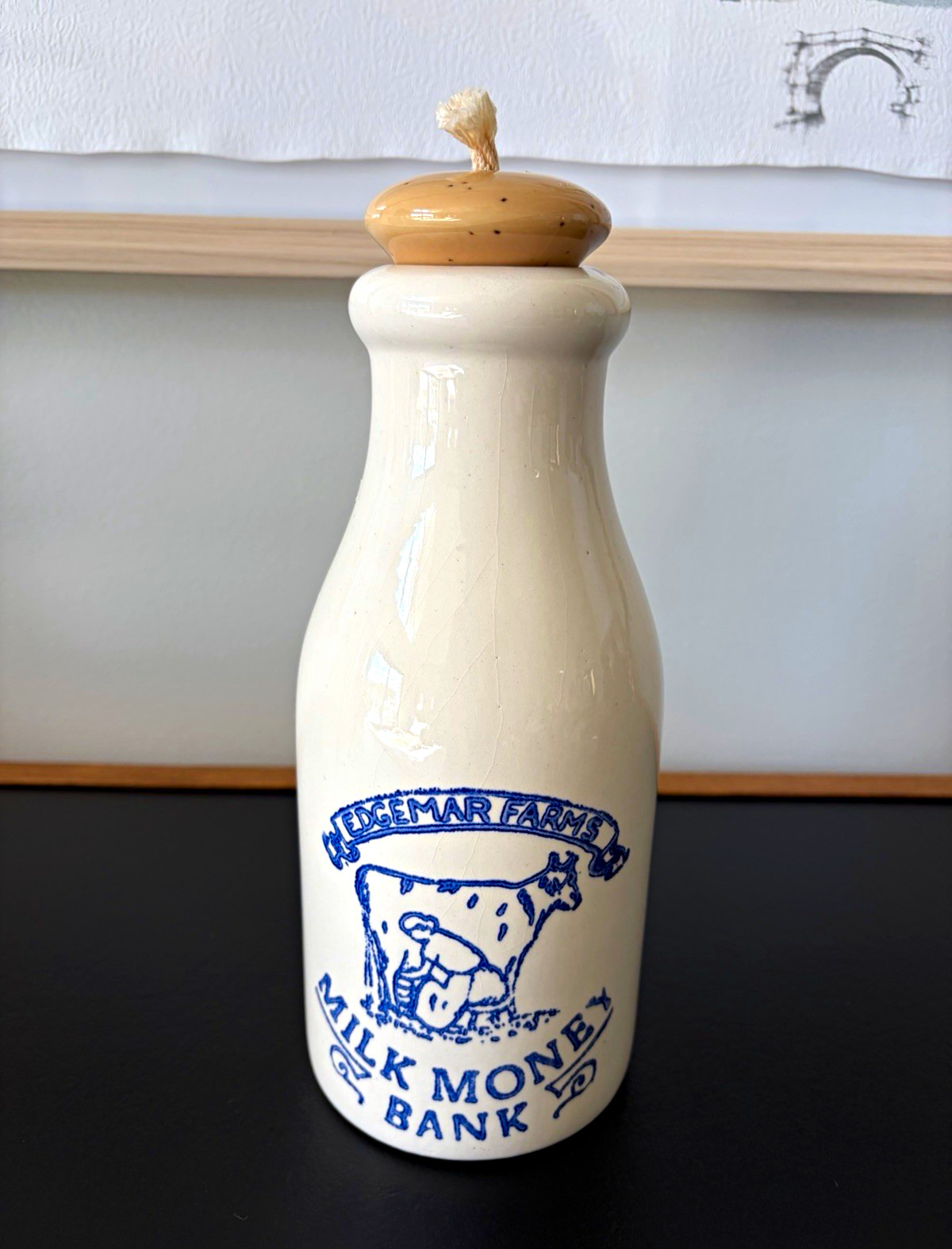Vintage Edgemar Farms Ceramic Milk Bottle Bank from Crock Shop Santa Ana, CA Vintage Edgemar Farms Ceramic Milk Bottle Bank from Crock Shop Santa Ana, CA