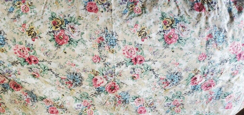 Vintage Ralph Lauren Floral Brittany (Old Pat.) Flat Sheet, KING; EXC/HTF USA