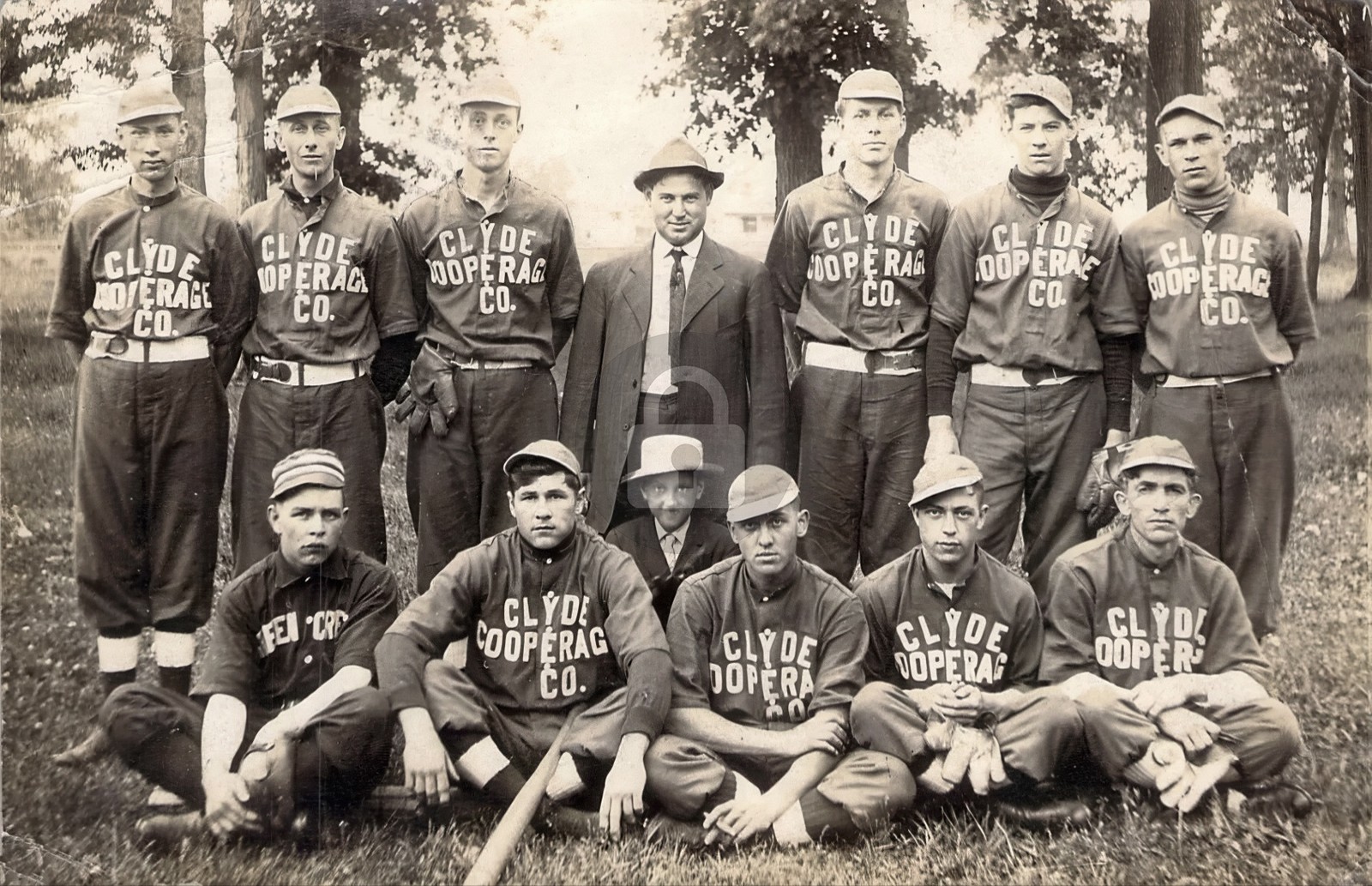 1913 Clyde Ohio Clyde Cooperage Baseball team RPPC Photo Postcard COPY