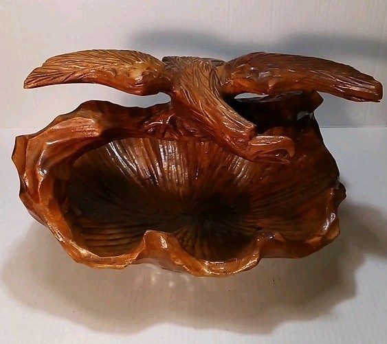 Eagle Black Walnut Wood Hand Carved Home Decor  , Man Cave Etc...
