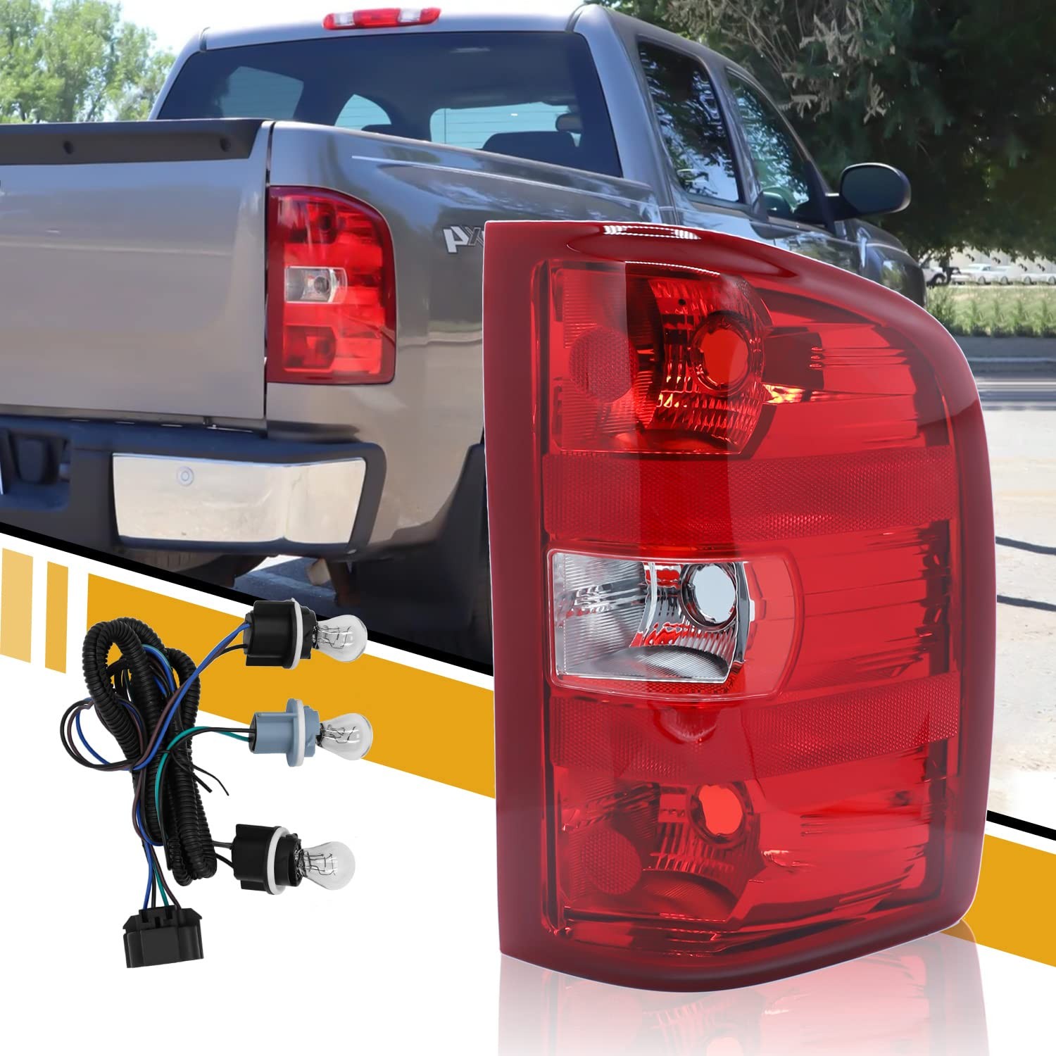Tail Light Assembly Compatible with Chevy Silverado 07-13 1500 | 07-14 2500 HD 3