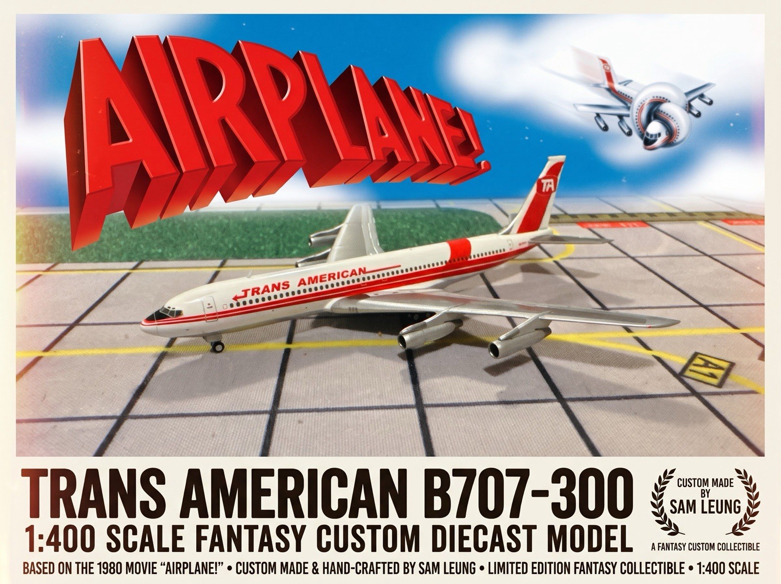JC Wings 1:400 Trans American B707-300 “Airplane” Movie Diecast Custom Model