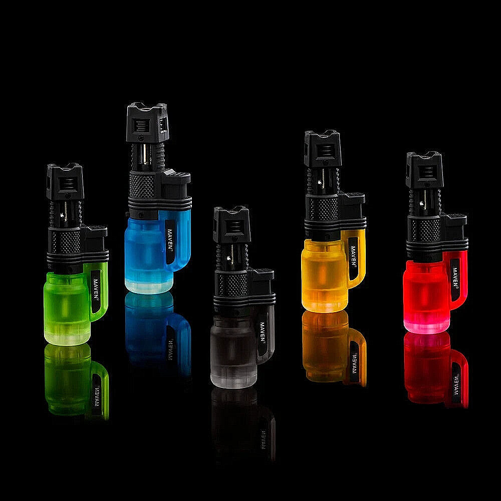 😎💥2 X MAVEN LAYTOP POCKET NEON TORCH LIGHTER ADJUSTABLE FLAME 🔥 LOT OF 2 ✨