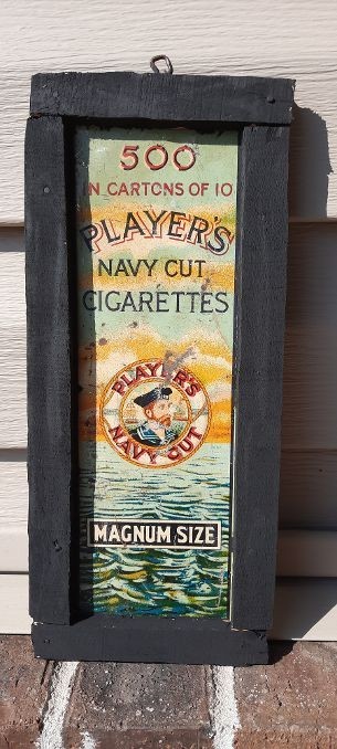 Old Players Navy Cut Cigarettes Sailor Tin Sign Antique Vintage Picture Frame