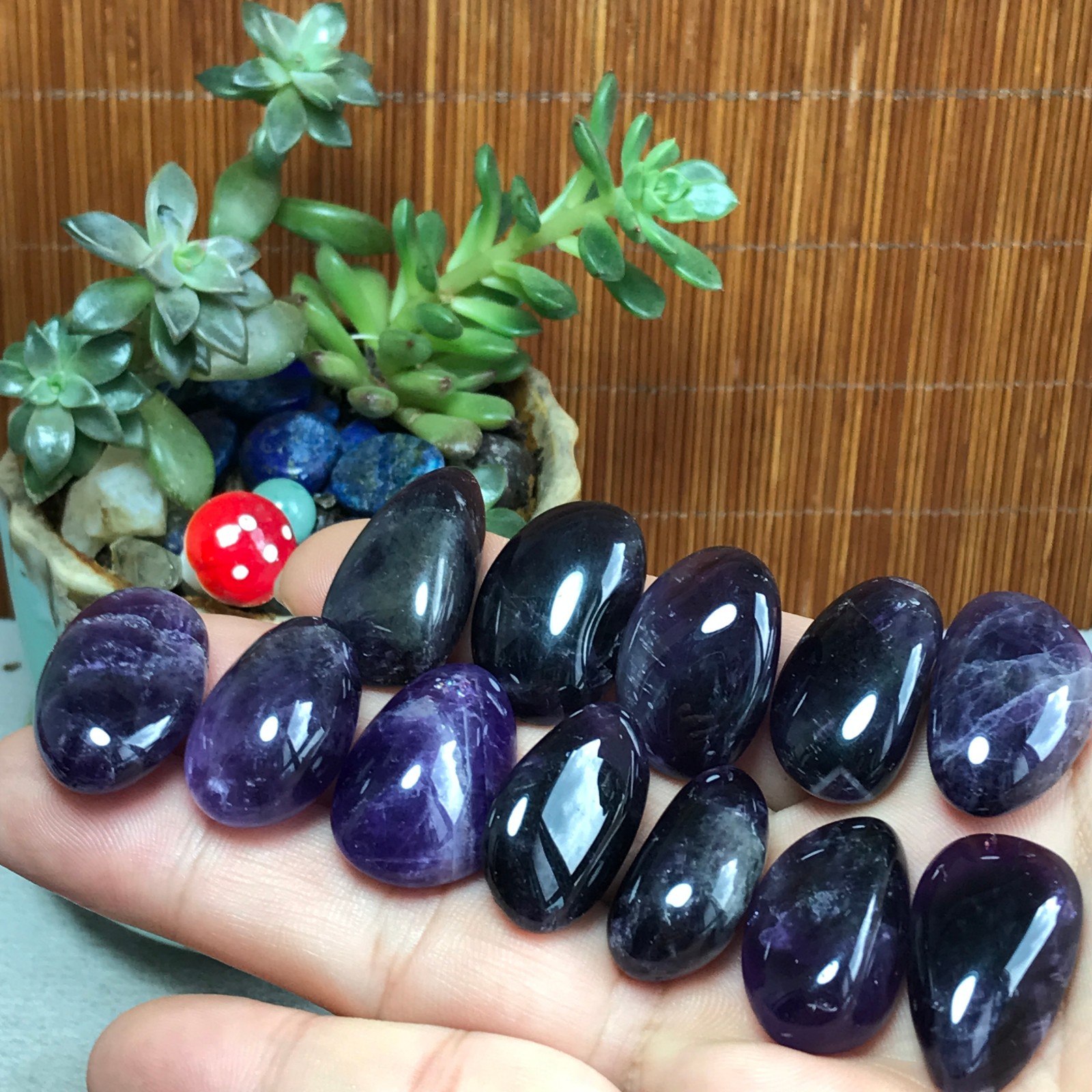 12pcs Natural Dreamy amethyst Crystal gemstone Polish Mineral Specimen 87g A7623