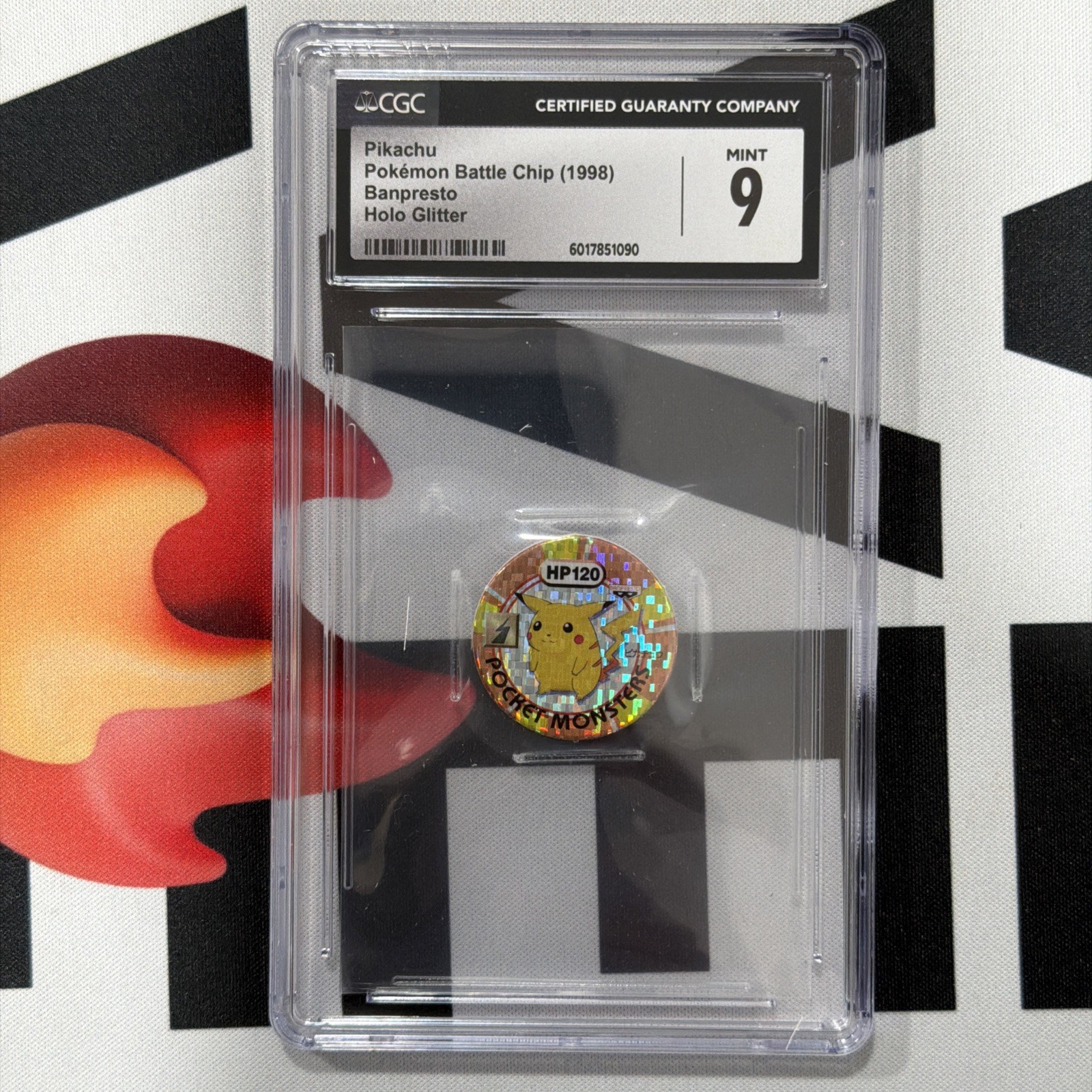Pikachu Pokemon Menko Card Vintage BANPRESTO 1998 Japanese Battle Glitter CGC 9