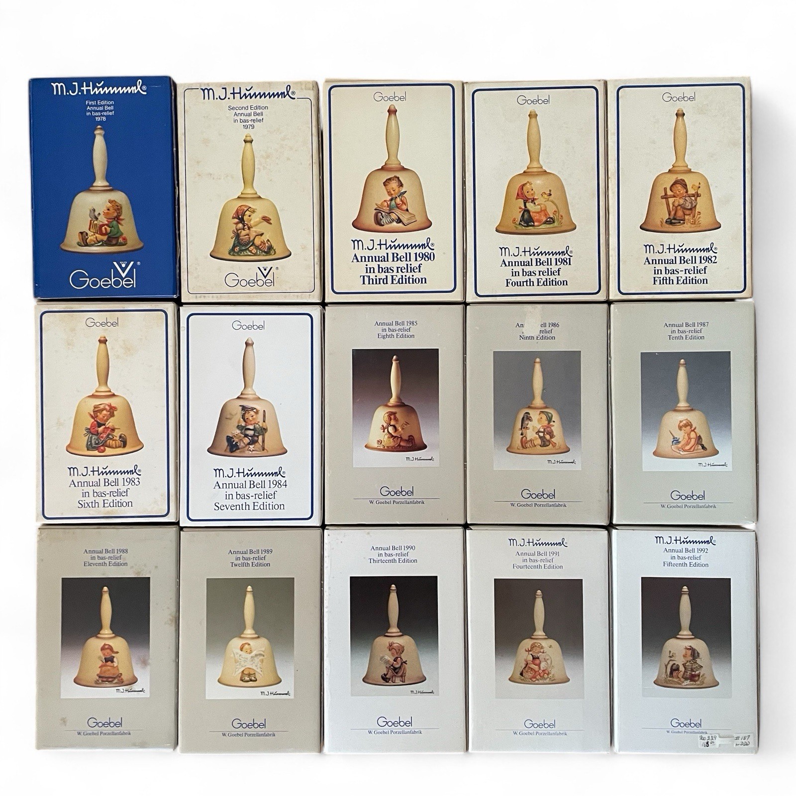 Rare M.J. Hummel Annual Bells Collection 1978-1992 by Goebel-Original Boxes