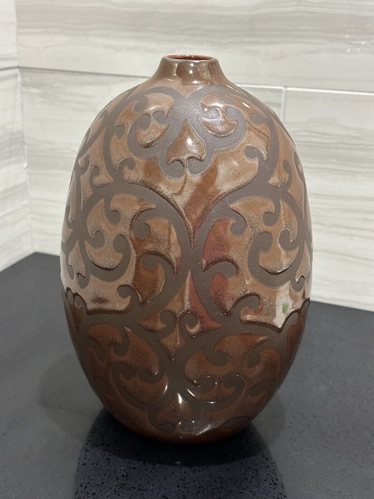 Vintage Fall Ceramic Brown Vase 11”