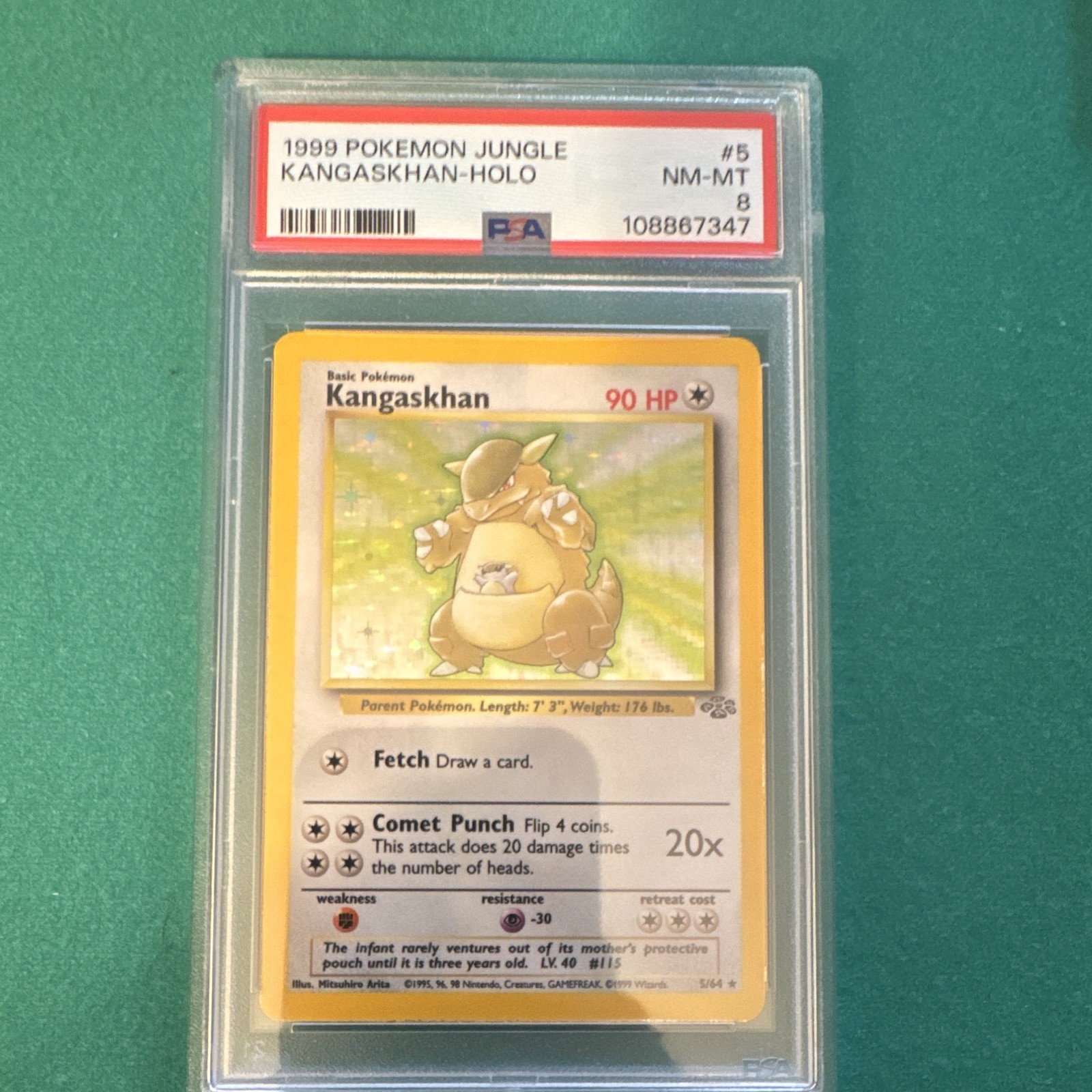 Pokémon 1999 Jungle Kangaskhan Holo #5/64 PSA 8 Cert 108867347