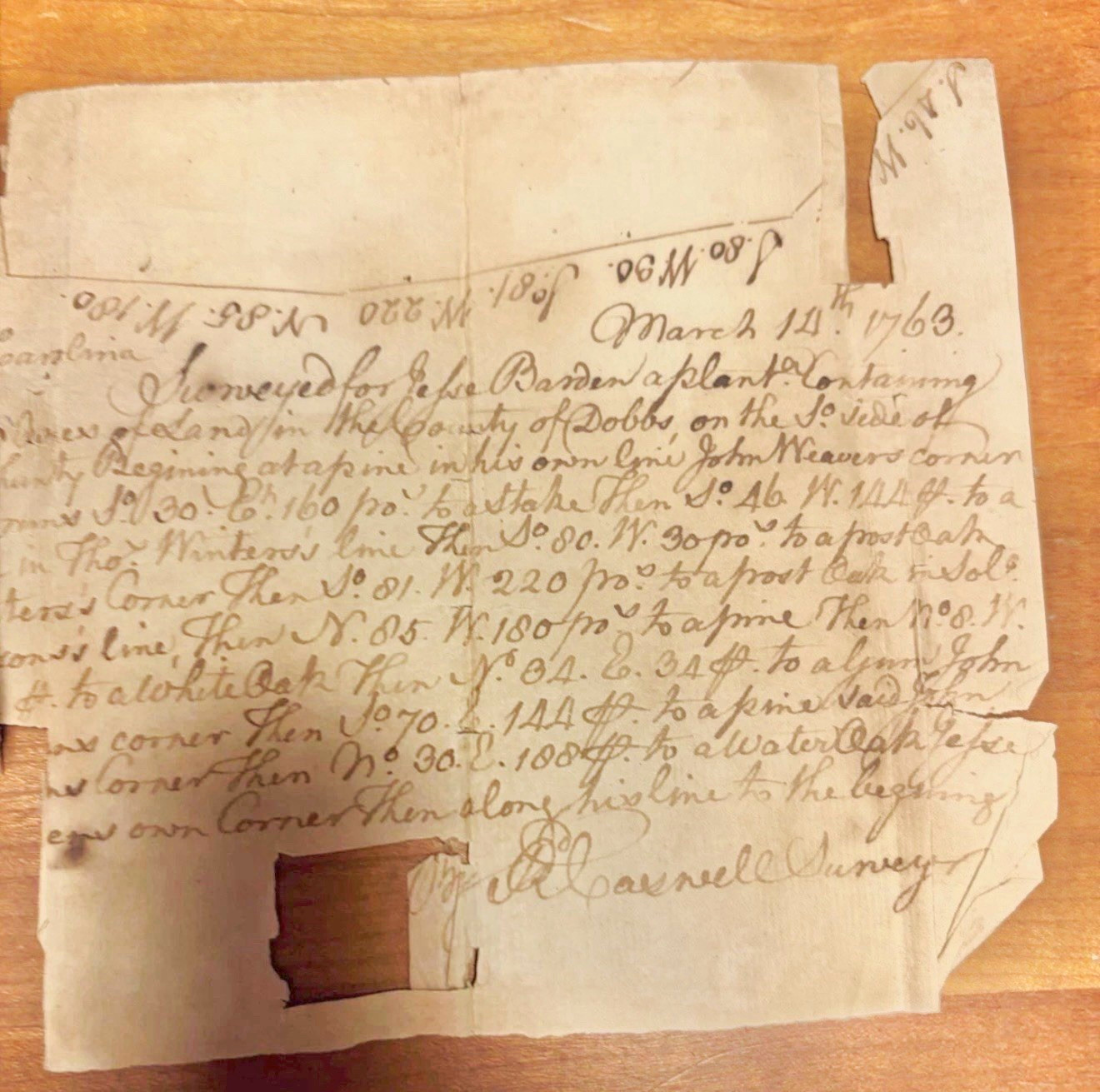 RARE 1763 Richard Caswell ALS Survey Document 1st North Carolina Governor RARE 1763 Richard Caswell ALS Survey Document 1st North Carolina Governor